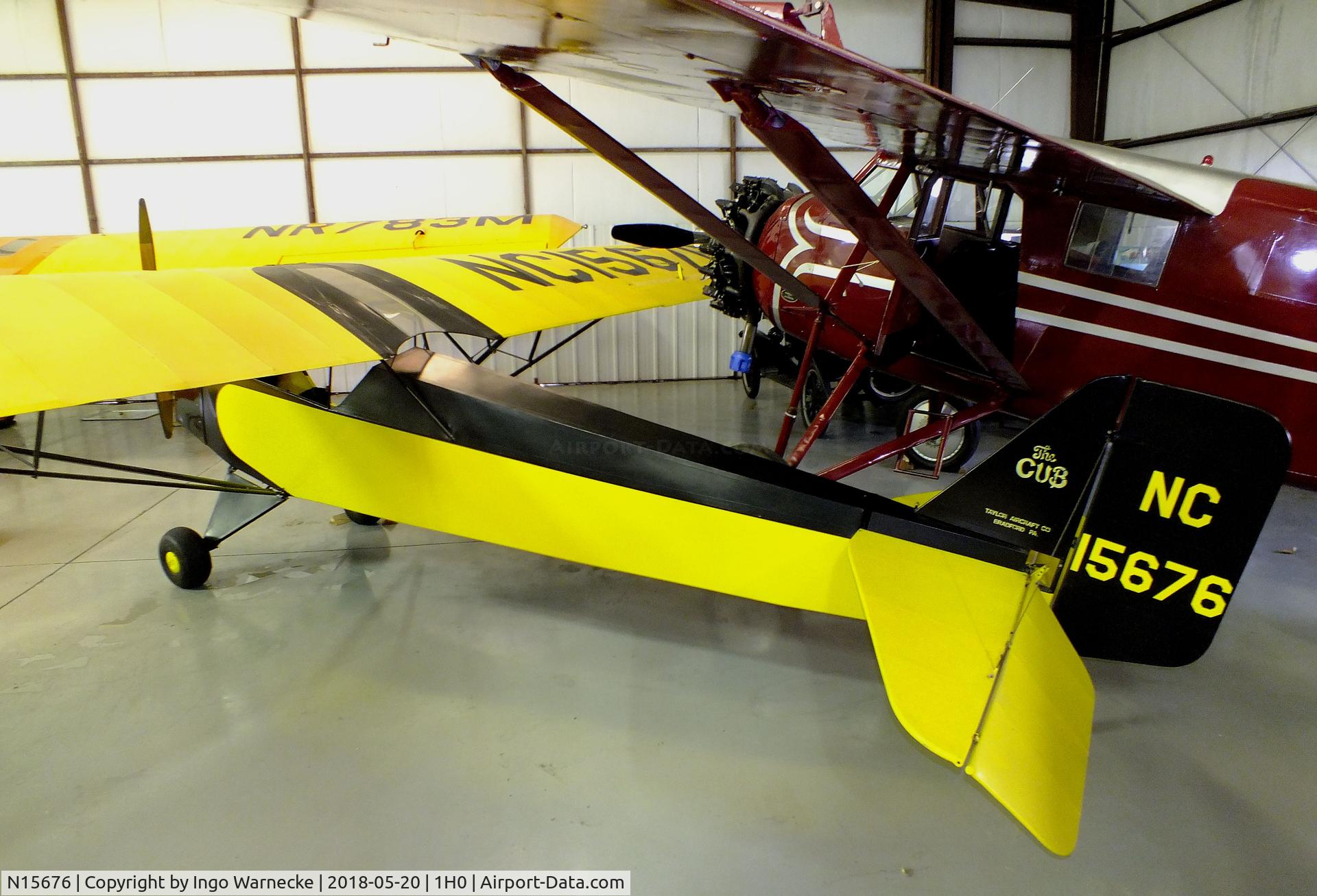 N15676, 1935 Piper E-2 C/N 341, Taylor (Piper) E-2 Cub at the Aircraft Restoration Museum at Creve Coeur airfield, Maryland Heights MO