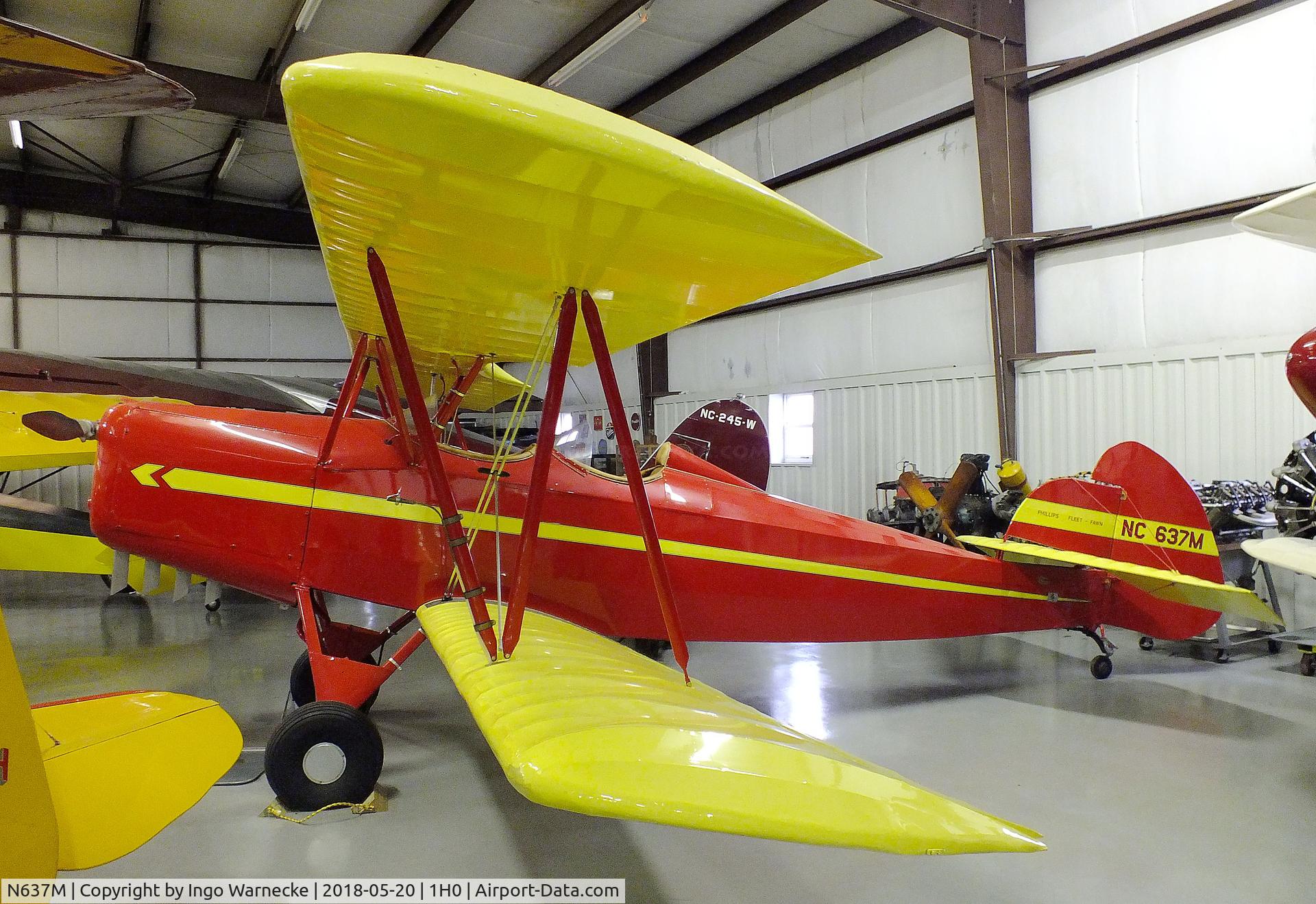 N637M, 1942 Fleet Model 7 C/N 212, Phillips Fleet Model 7 Fawn at the Aircraft Restoration Museum at Creve Coeur airfield, Maryland Heights MO