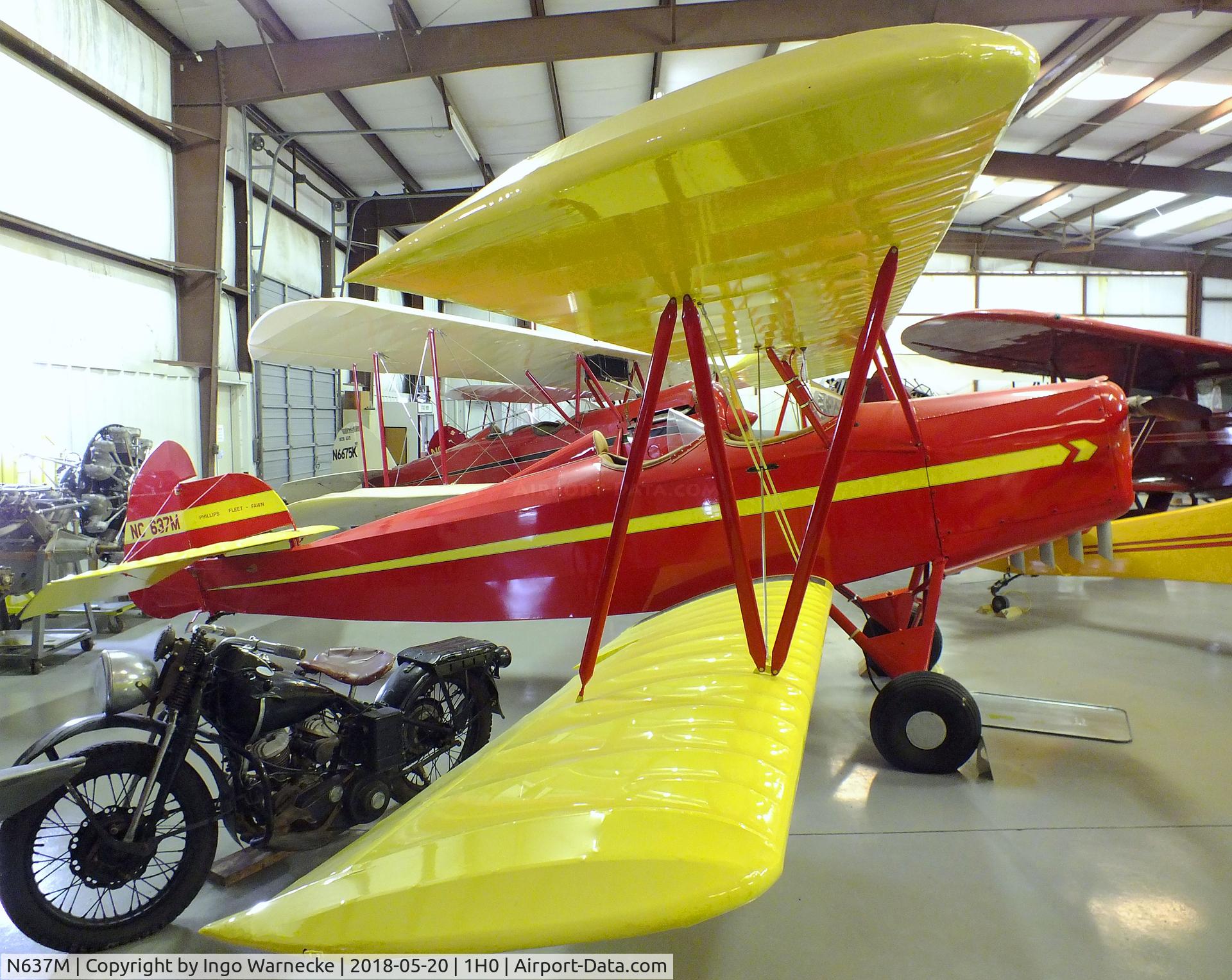 N637M, 1942 Fleet Model 7 C/N 212, Phillips Fleet Model 7 Fawn at the Aircraft Restoration Museum at Creve Coeur airfield, Maryland Heights MO