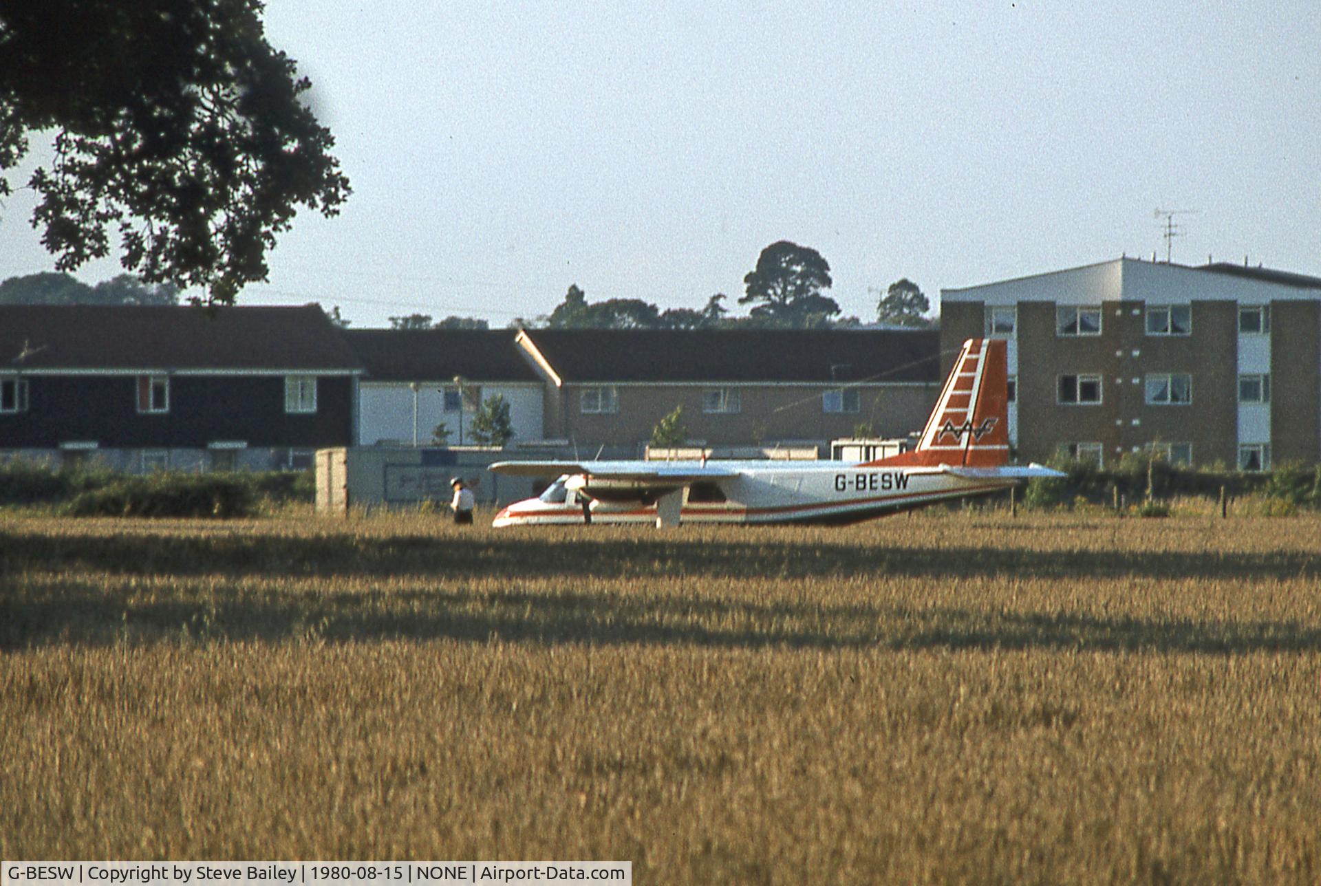 G-BESW, 1977 Britten-Norman BN-2A-26 Islander C/N 10, After force landing in field near to Bournemouth-Hurn airport