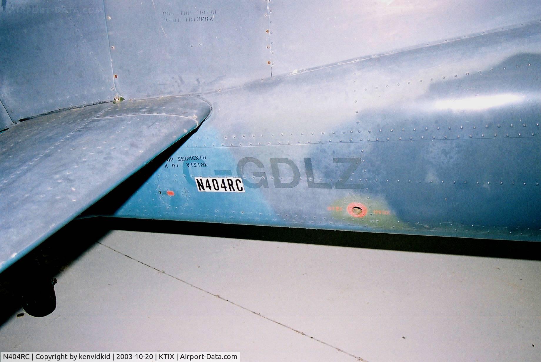 N404RC, 1973 Utva UTVA-66 (V-51) C/N 0855, Detail of previous registration.
At the Valliant Air Command Museum.