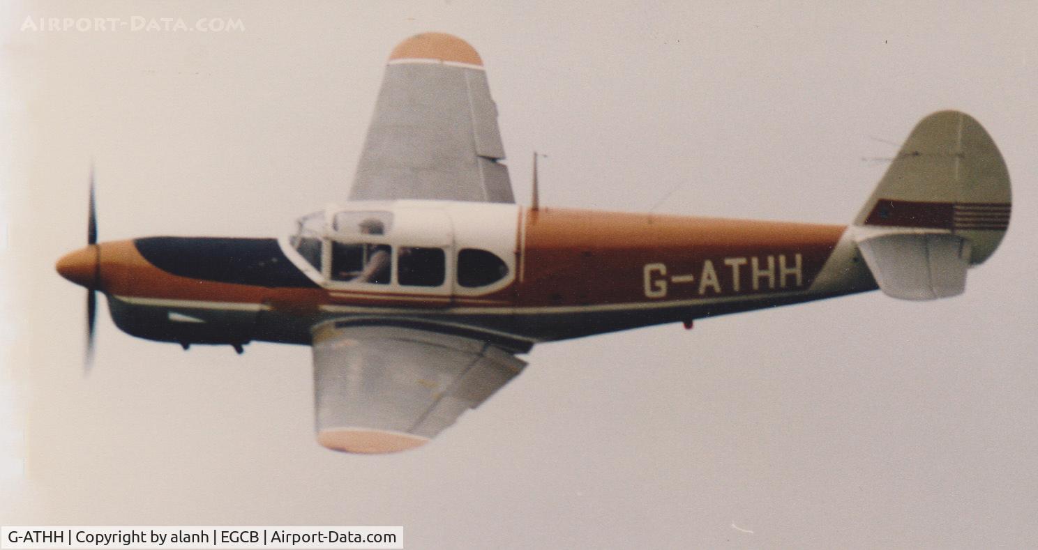 G-ATHH, 1948 Nord 1101 Noralpha C/N 162, Pre-ferry check flight at Barton, circa 1983, owner Graham Kay at the controls. Conducted in the presence of an inspector, the proving flight was supposed to be a single circuit but Graham couldn't resist a couple of extras.