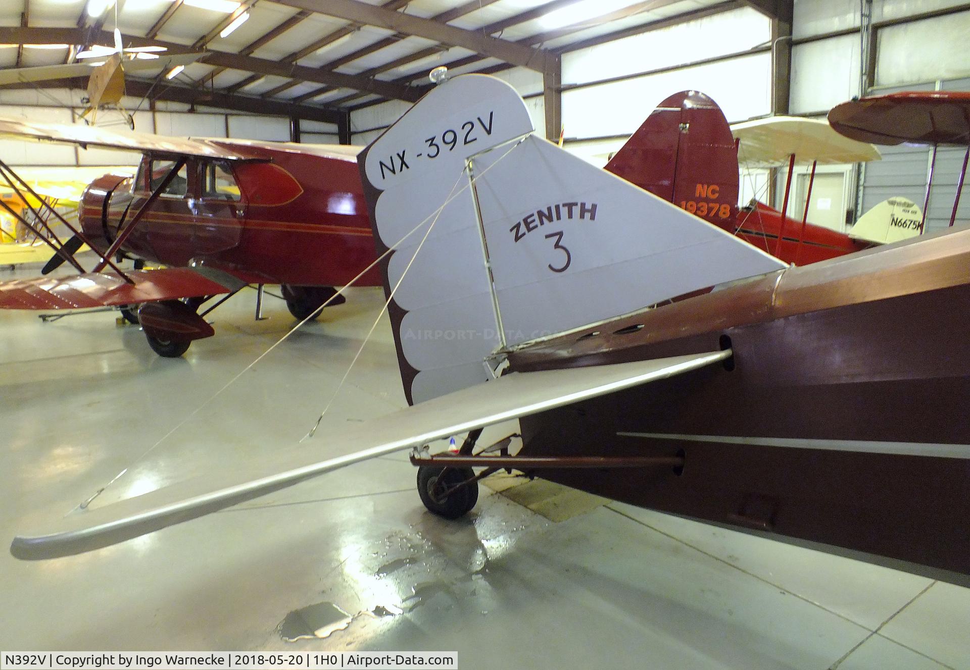 N392V, 2004 Zenith Z6A C/N 3, 1927 Zenith Z-6A at the Aircraft Restoration Museum at Creve Coeur airfield, Maryland Heights MO