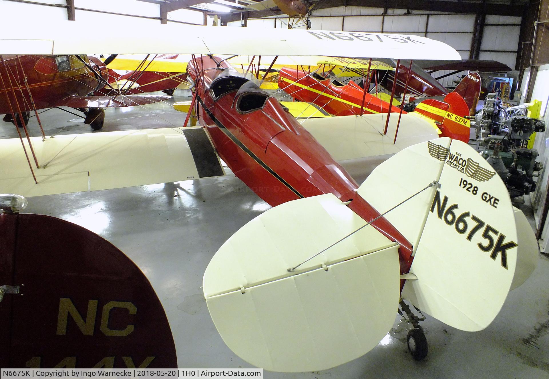 N6675K, 1928 Waco GXE C/N 1388, Waco GXE at the Aircraft Restoration Museum at Creve Coeur airfield, Maryland Heights MO
