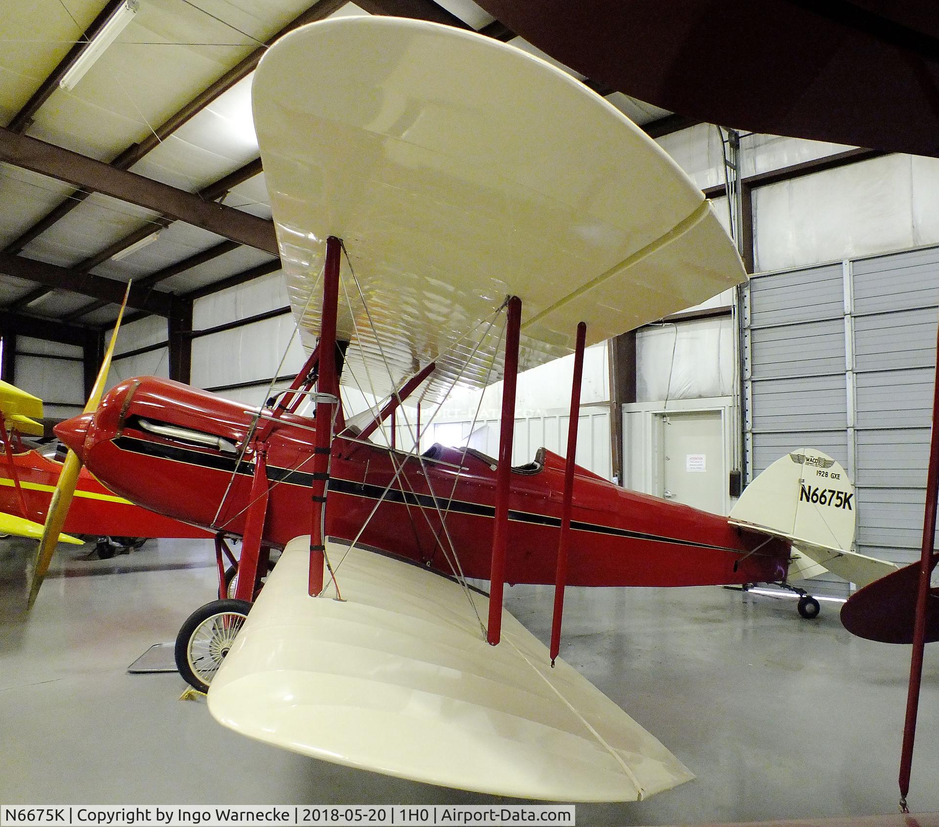 N6675K, 1928 Waco GXE C/N 1388, Waco GXE at the Aircraft Restoration Museum at Creve Coeur airfield, Maryland Heights MO