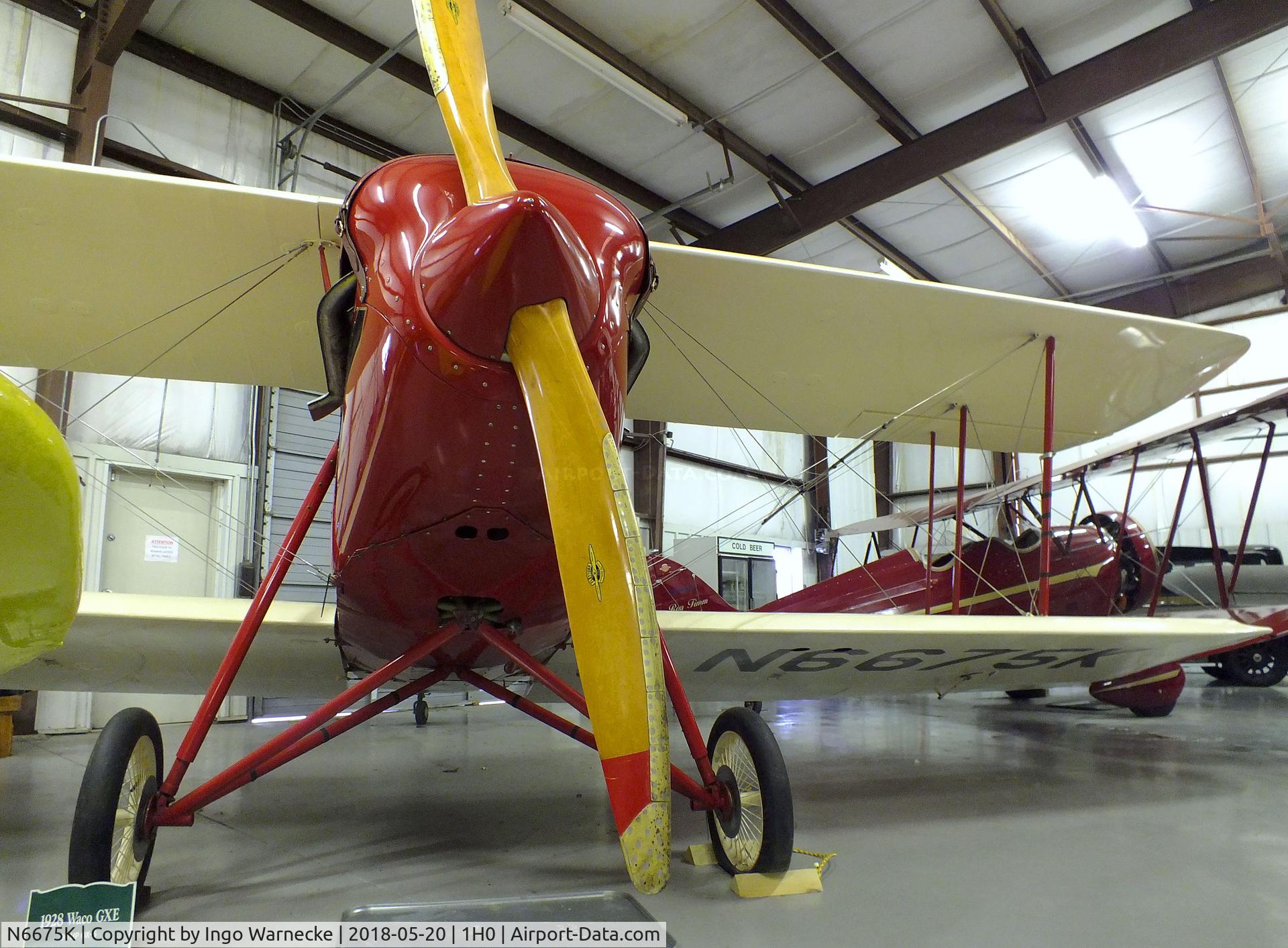 N6675K, 1928 Waco GXE C/N 1388, Waco GXE at the Aircraft Restoration Museum at Creve Coeur airfield, Maryland Heights MO