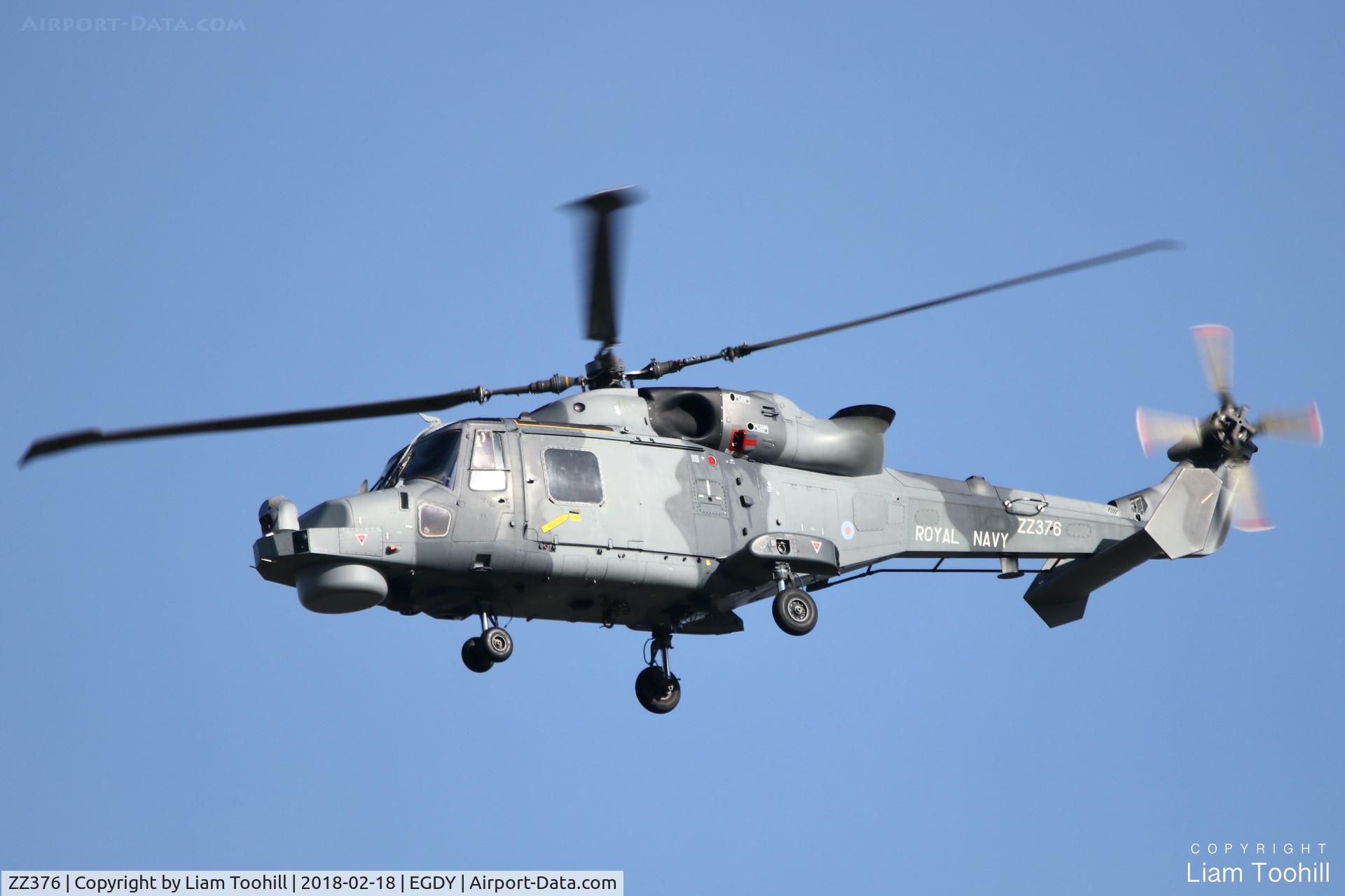 ZZ376, 2013 AgustaWestland AW-159 Wildcat HMA.2 C/N 495, ZZ376 departing RNAS Yeovilton