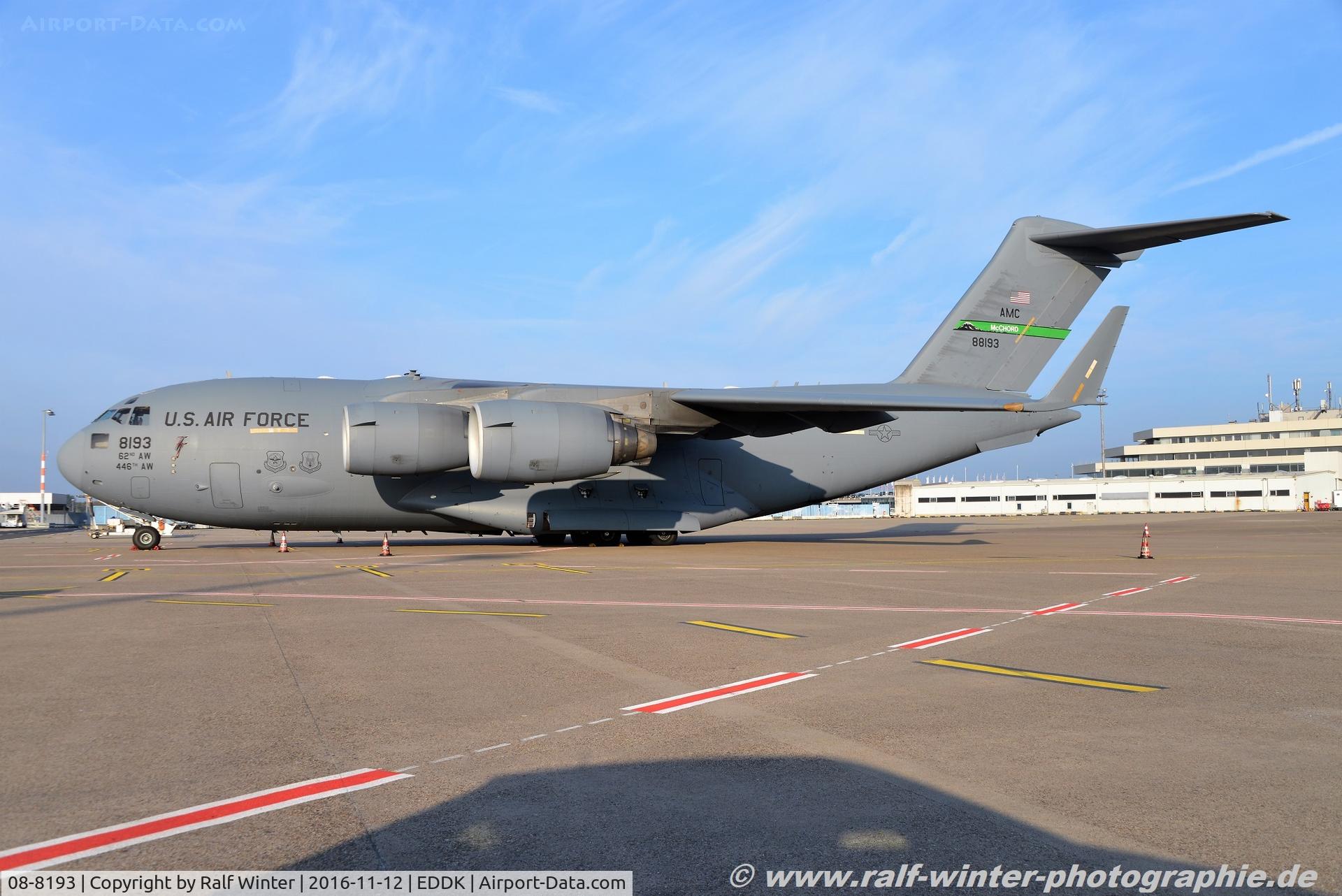 08-8193, 2008 Boeing C-17A Globemaster III C/N P-193/F215, Boeing C-17A Globemaster III - MC RCH US Air Force USAF - P-193 - 08-8193 - 12.11.2016 - CGN