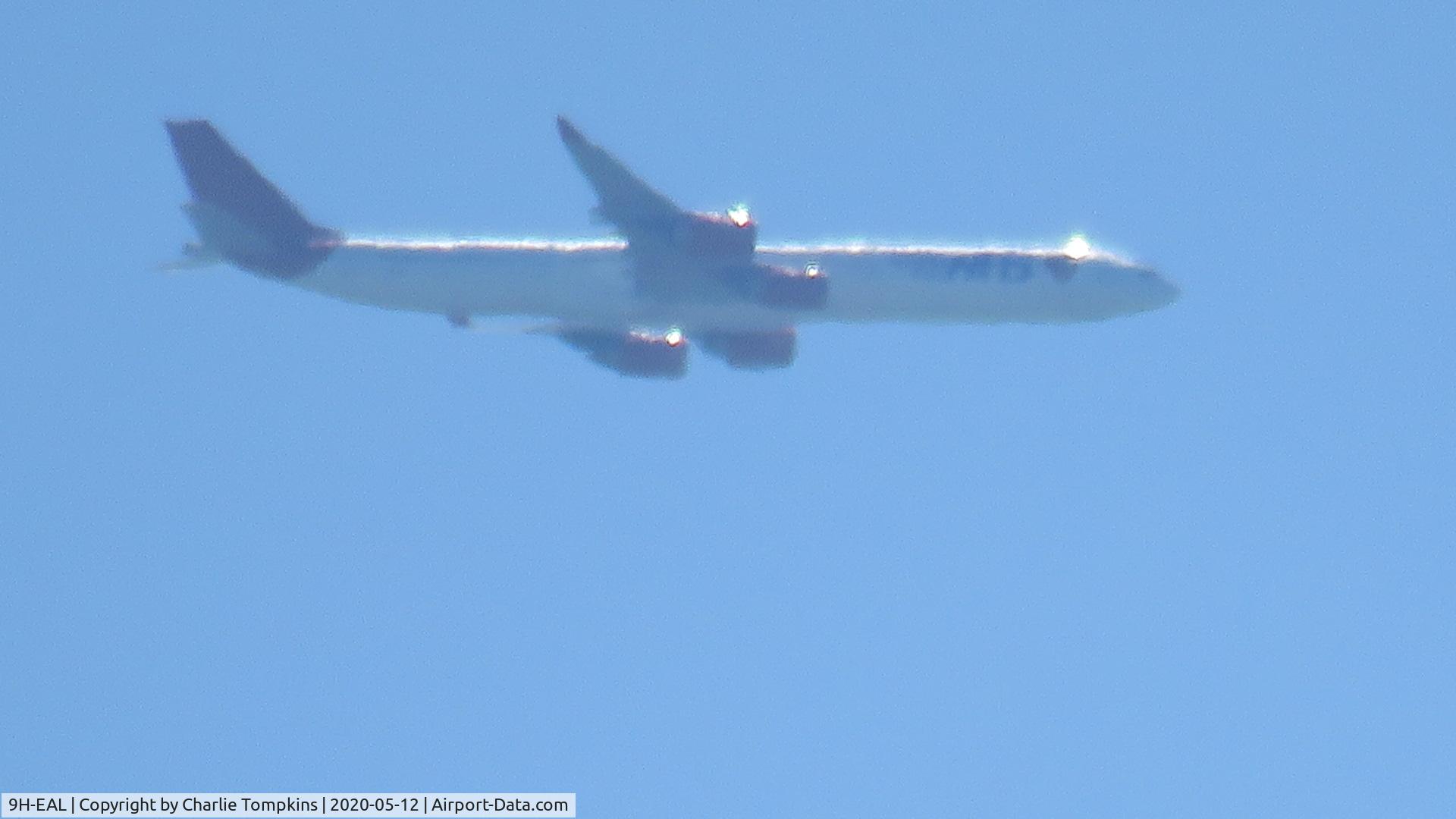 9H-EAL, 2005 Airbus A340-642 C/N 622, Thank you NHS livery flypast at 7000ft