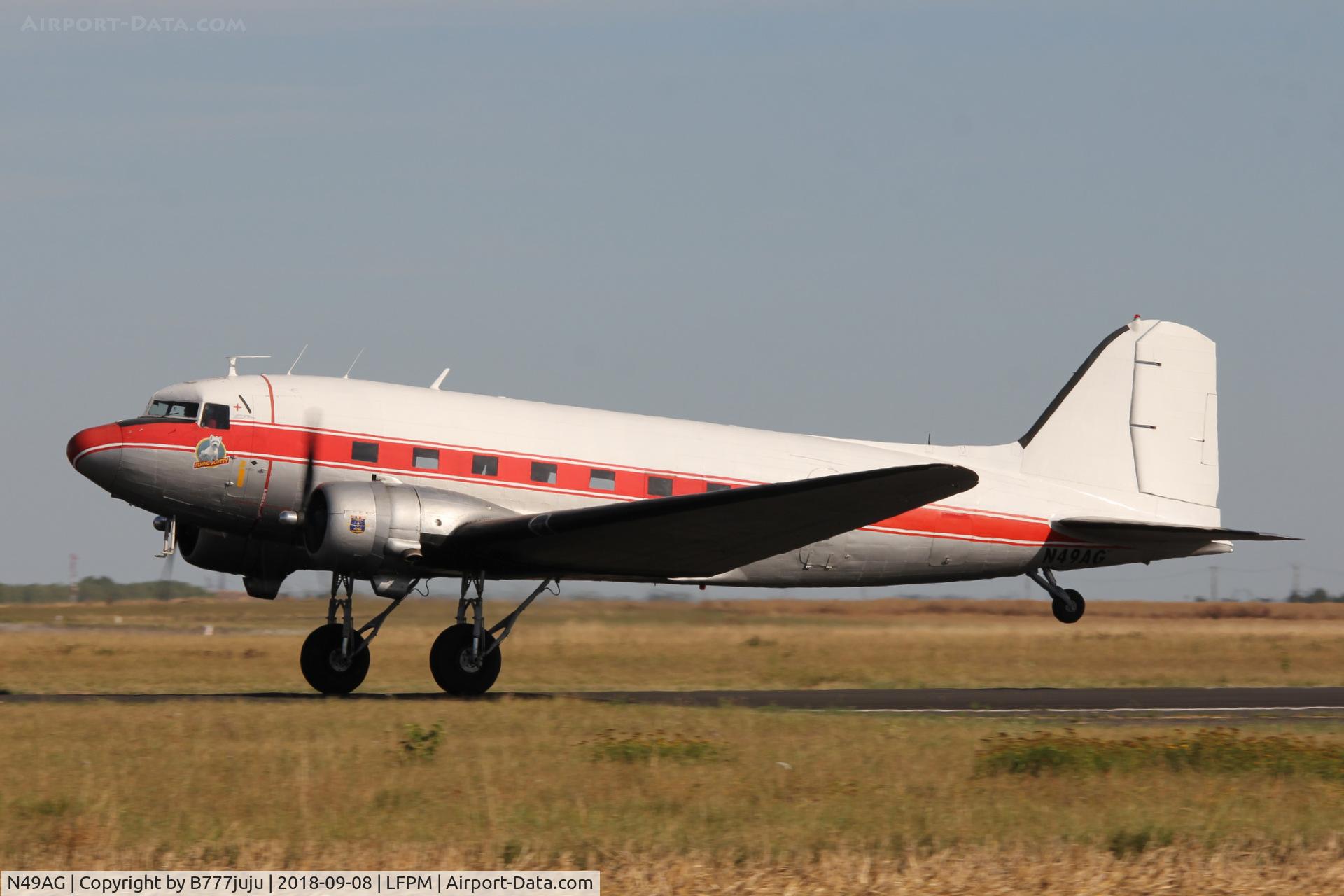 N49AG, 1943 Douglas DC-3A C/N 11737, at Melun