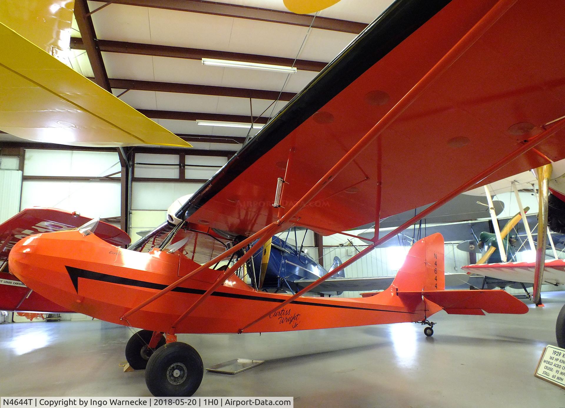 N4644T, 1965 Curtiss-Wright JR CW-1 Replica C/N EHS-1, Curtiss-Wright CW-1 Junior replica at the Aircraft Restoration Museum at Creve Coeur airfield, Maryland Heights MO
