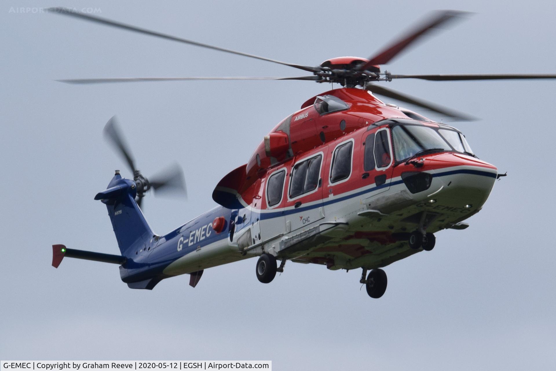 G-EMEC, 2018 Airbus Helicopters EC-175B C/N 5031, On approach to Norwich.