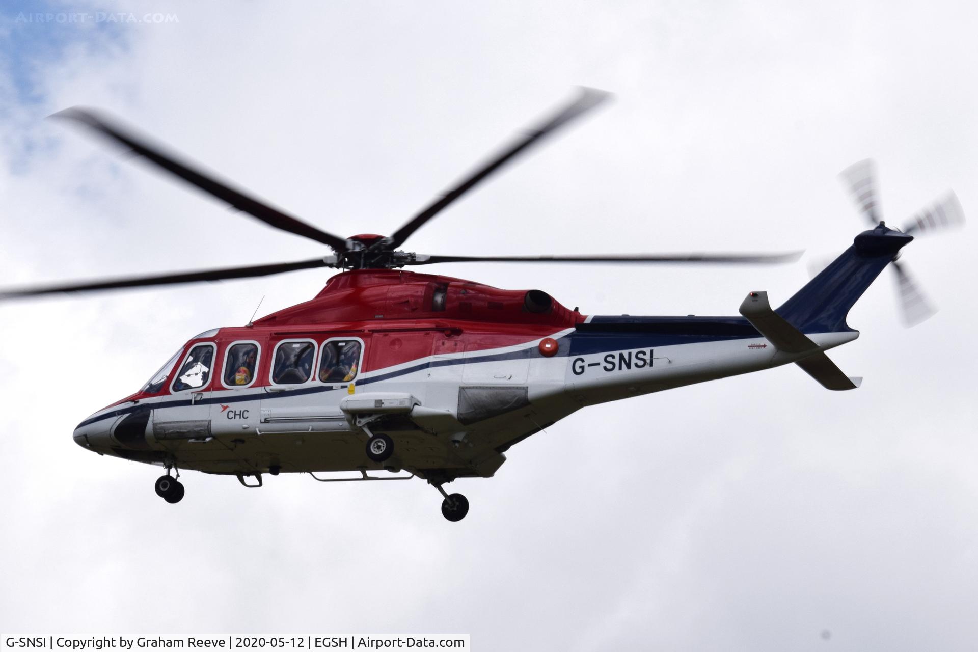 G-SNSI, 2013 AgustaWestland AW-139 C/N 31479, Landing at Norwich.