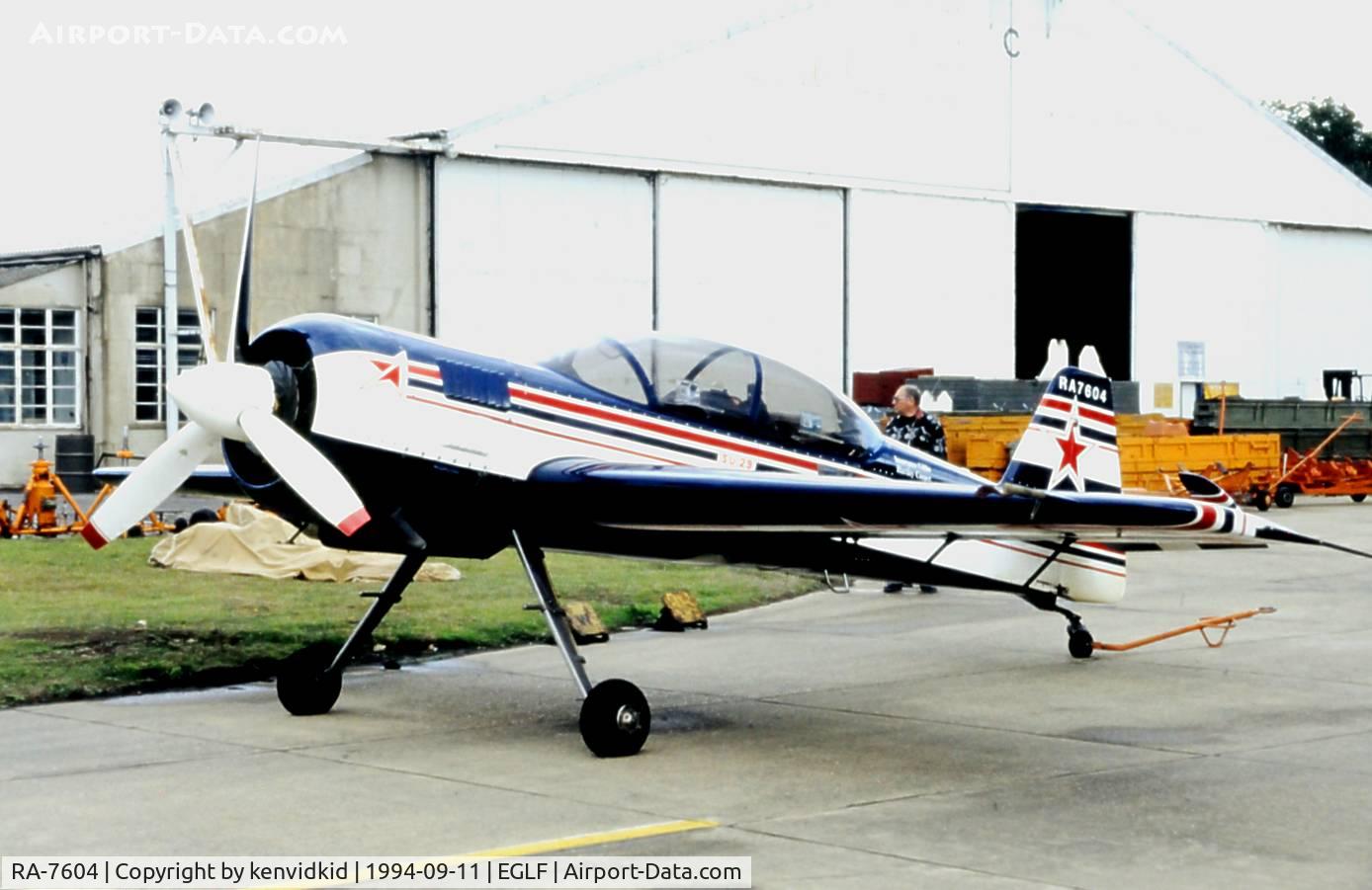RA-7604, 1994 Sukhoi SU-29 C/N 76-04, Parked on the flight line at the 1994 Farnborough Airshow.