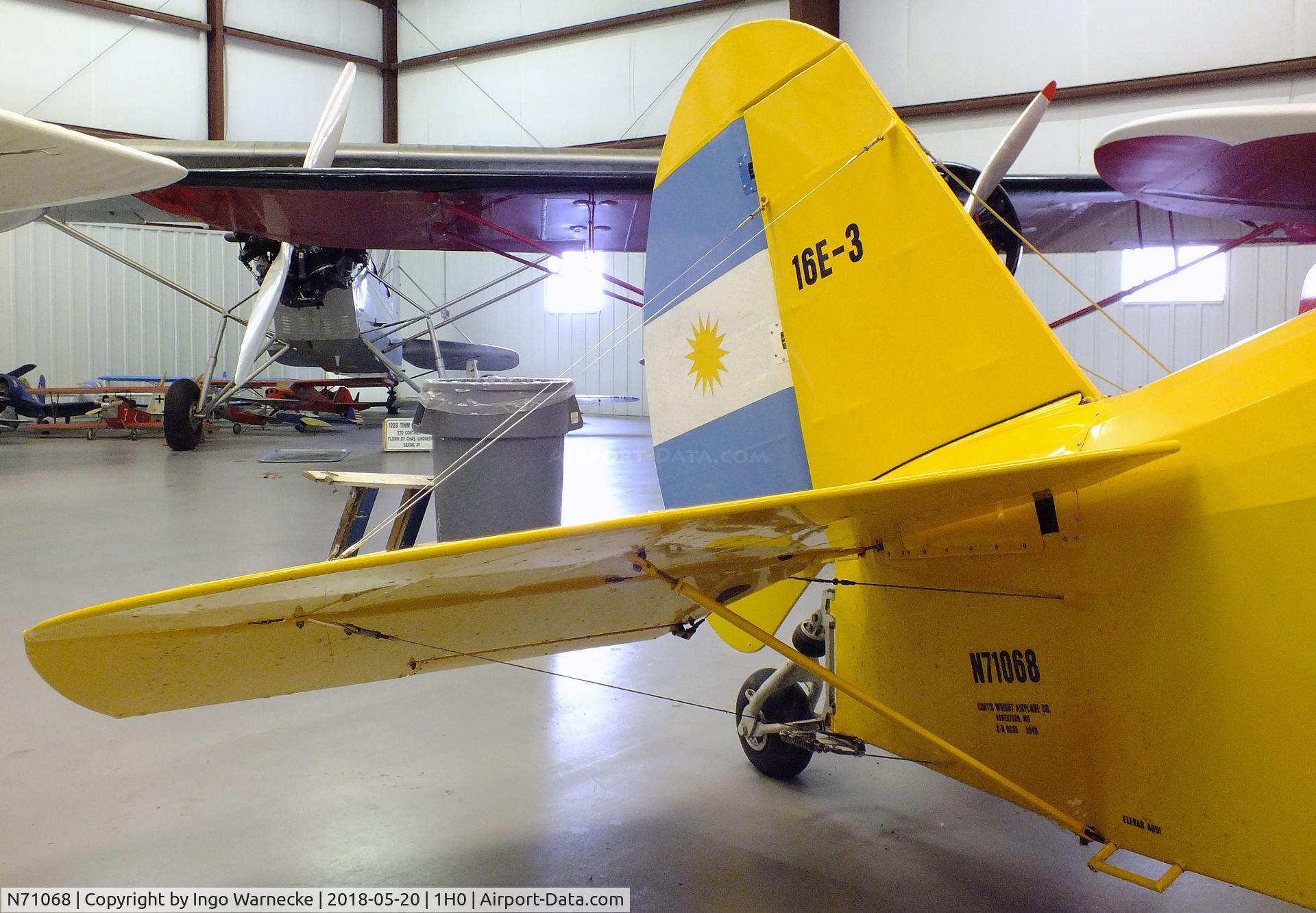 N71068, 1936 Curtiss-Wright Travel Air 16-E C/N 3548, Curtiss-Wright CW-16E (Travel Air 16-E) at the Aircraft Restoration Museum at Creve Coeur airfield, Maryland Heights MO