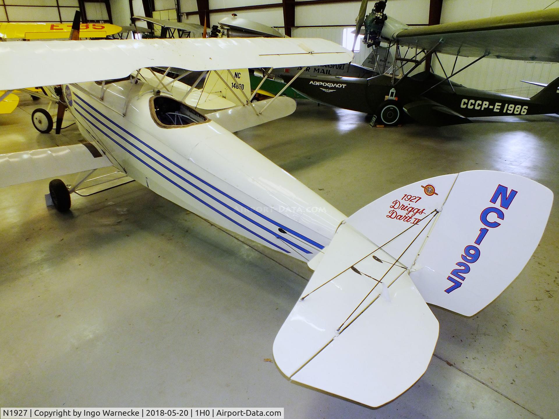N1927, 1927 Driggs Dart II C/N 6, Driggs Dart II at the Aircraft Restoration Museum at Creve Coeur airfield, Maryland Heights MO