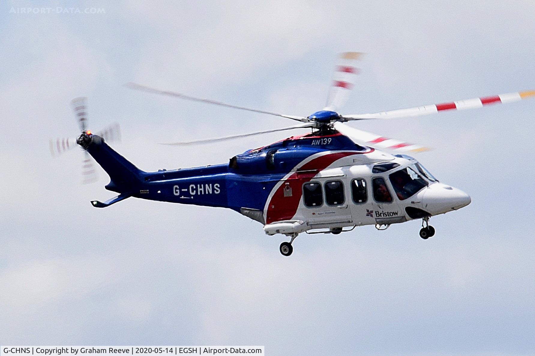 G-CHNS, 2012 AgustaWestland AW-139 C/N 31465, Departing from Norwich.