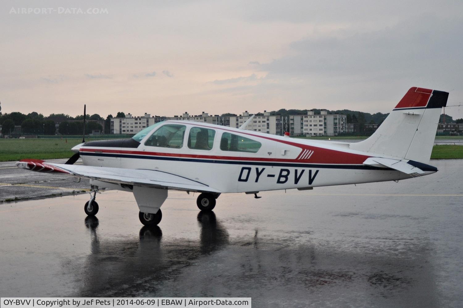 OY-BVV, 1987 Beech F33A Bonanza Bonanza C/N CE-1123, Visitor at Antwerp Airport.