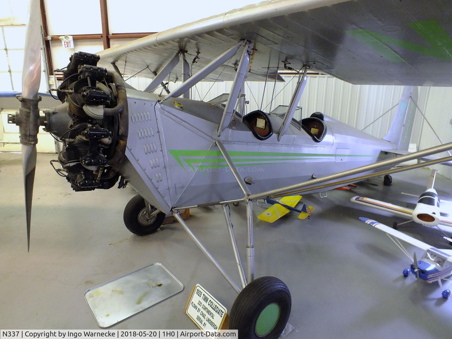 N337, 1928 Timm Collegiatem-150 C/N 101, Timm Collegiate M-150 at the Aircraft Restoration Museum at Creve Coeur airfield, Maryland Heights MO