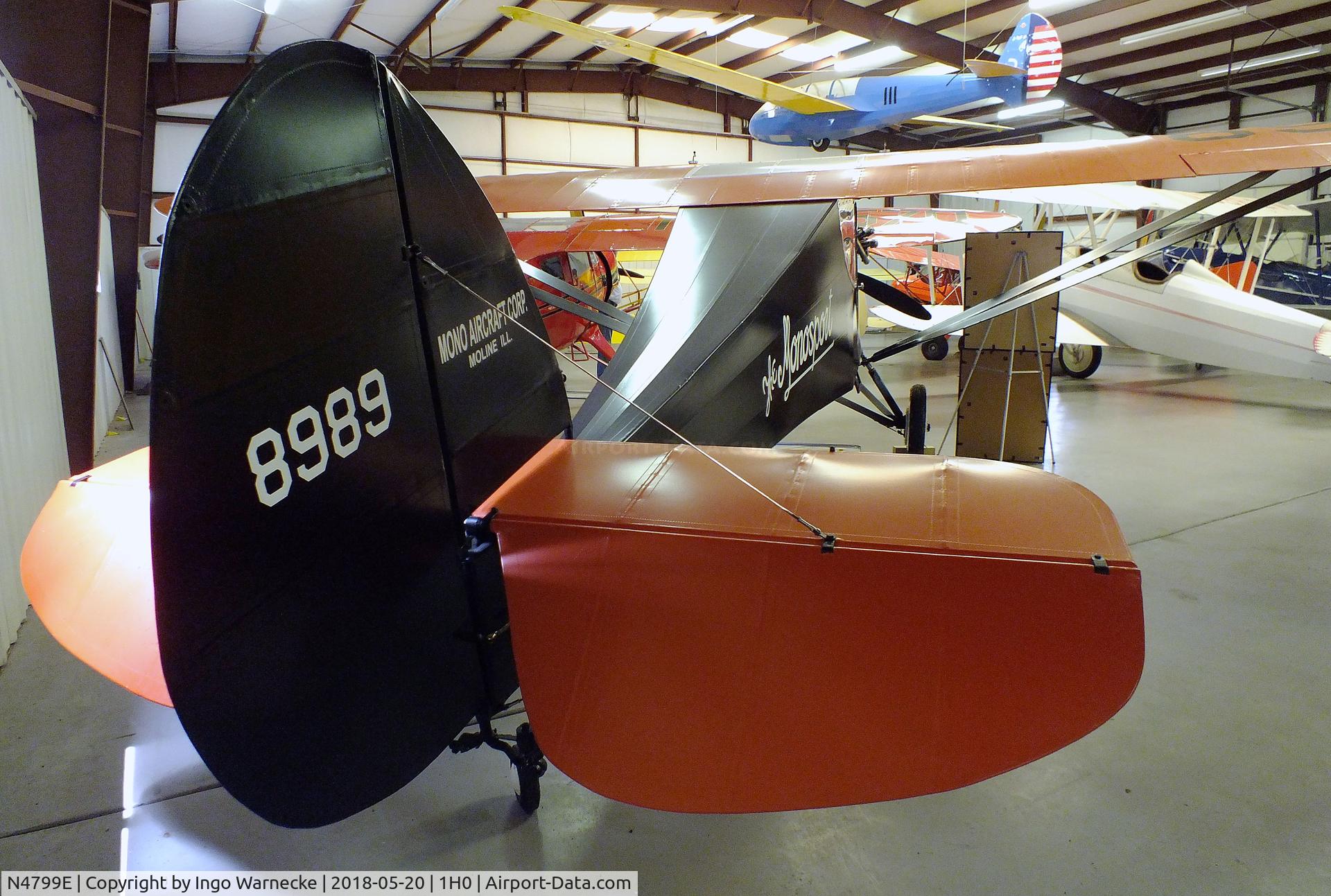 N4799E, Mono-aircraft Monosport 2 C/N 2004, Mono-Aircraft Monosport 2 at the Aircraft Restoration Museum at Creve Coeur airfield, Maryland Heights MO