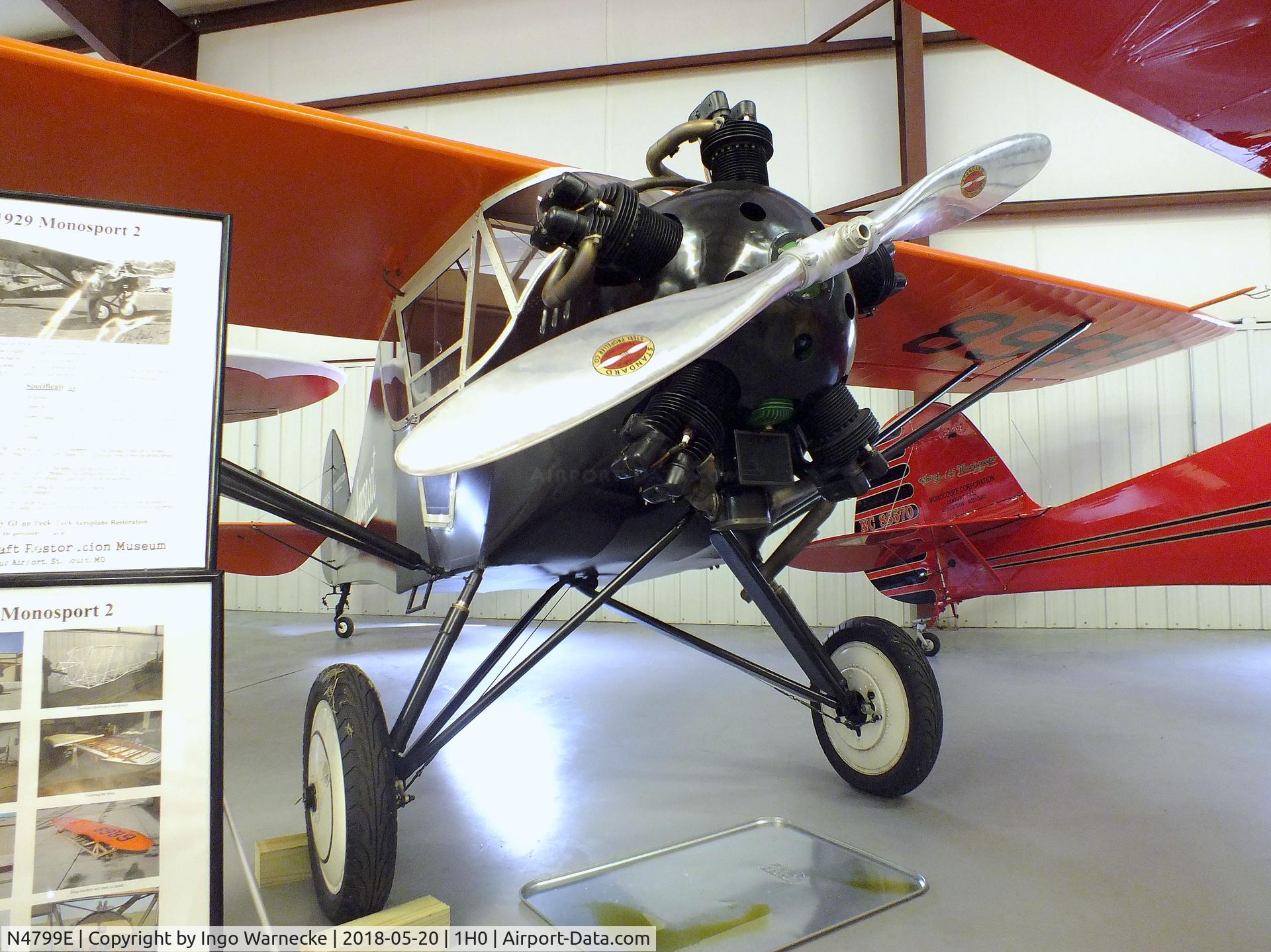 N4799E, Mono-aircraft Monosport 2 C/N 2004, Mono-Aircraft Monosport 2 at the Aircraft Restoration Museum at Creve Coeur airfield, Maryland Heights MO