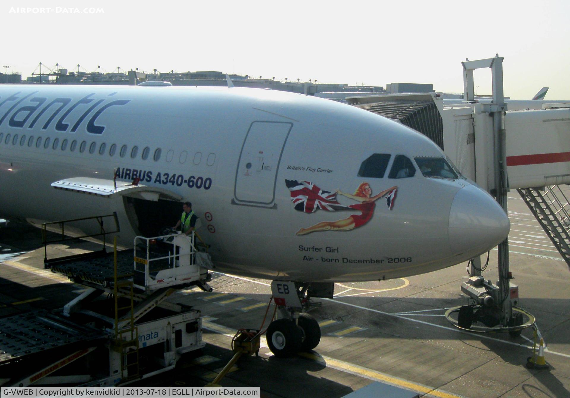 G-VWEB, 2006 Airbus A340-642 C/N 787, Taken by my wife Sharon on her way to the New York MoonWalk.