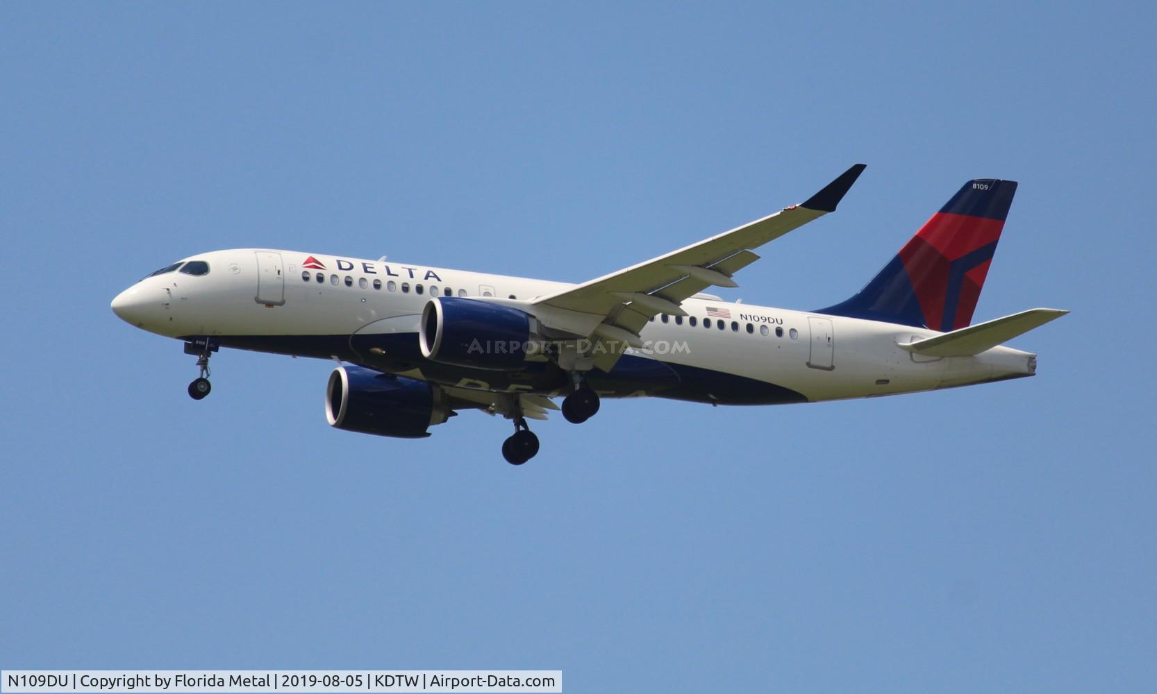 N109DU, 2019 Airbus A220-100 C/N 50028, DTW 2019
