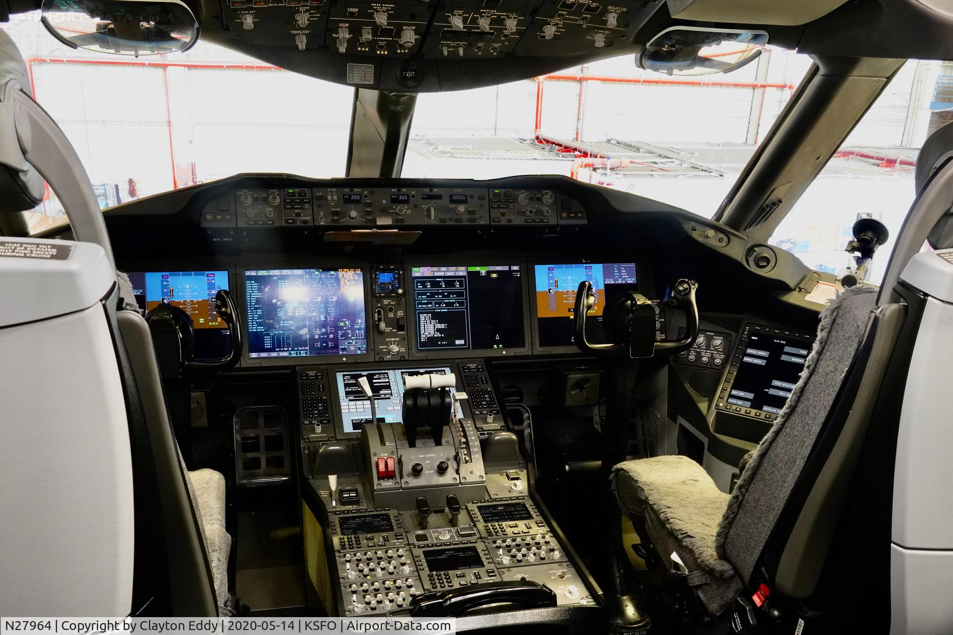 N27964, 2016 Boeing 787-9 Dreamliner C/N 37813, Flightdeck SFO 2020.