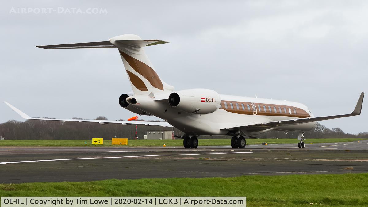 OE-IIL, 2018 Bombardier BD-700-2A12 Global 7500 C/N 70011, vacating runway 21 for the Bombardier apron.
