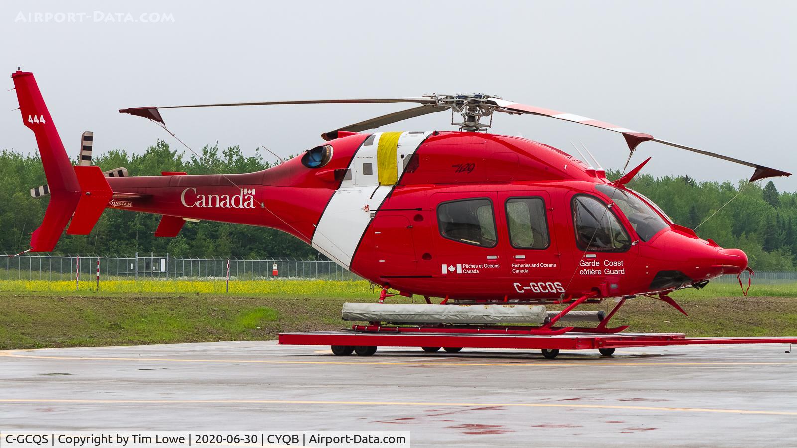 C-GCQS, 2015 Bell 429 GlobalRanger C/N 57268, Parked on the Coast guard ramp.