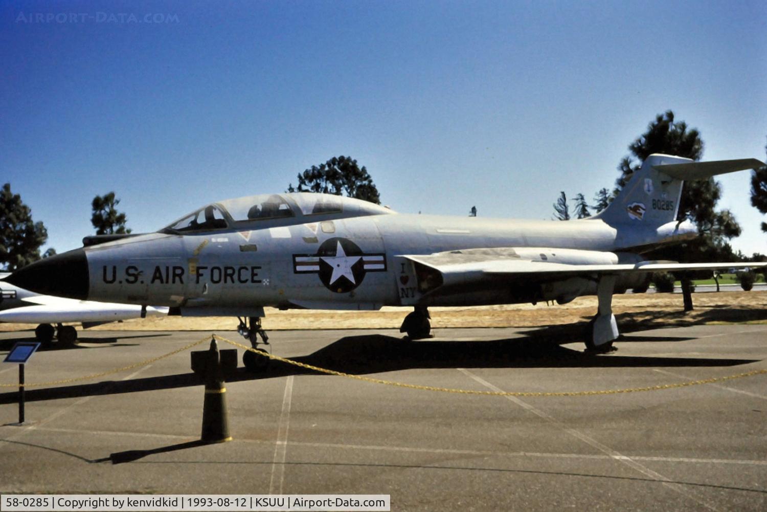 58-0285, McDonnell F-101B-105-MC Voodoo C/N 657, At the Travis air base museum.
