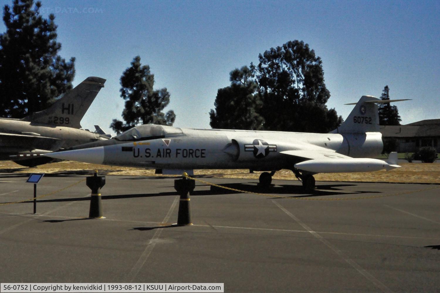 56-0752, 1956 Lockheed F-104A Starfighter C/N 183-1040, At the Travis air base museum.