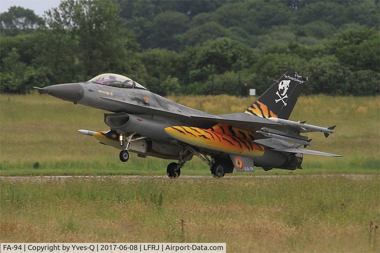 FA-94, SABCA F-16AM Fighting Falcon C/N 6H-94, SABCA F-16AM Fighting Falcon, Landing rwy 26, Landivisiau Naval Air Base (LFRJ) Tiger Meet 2017