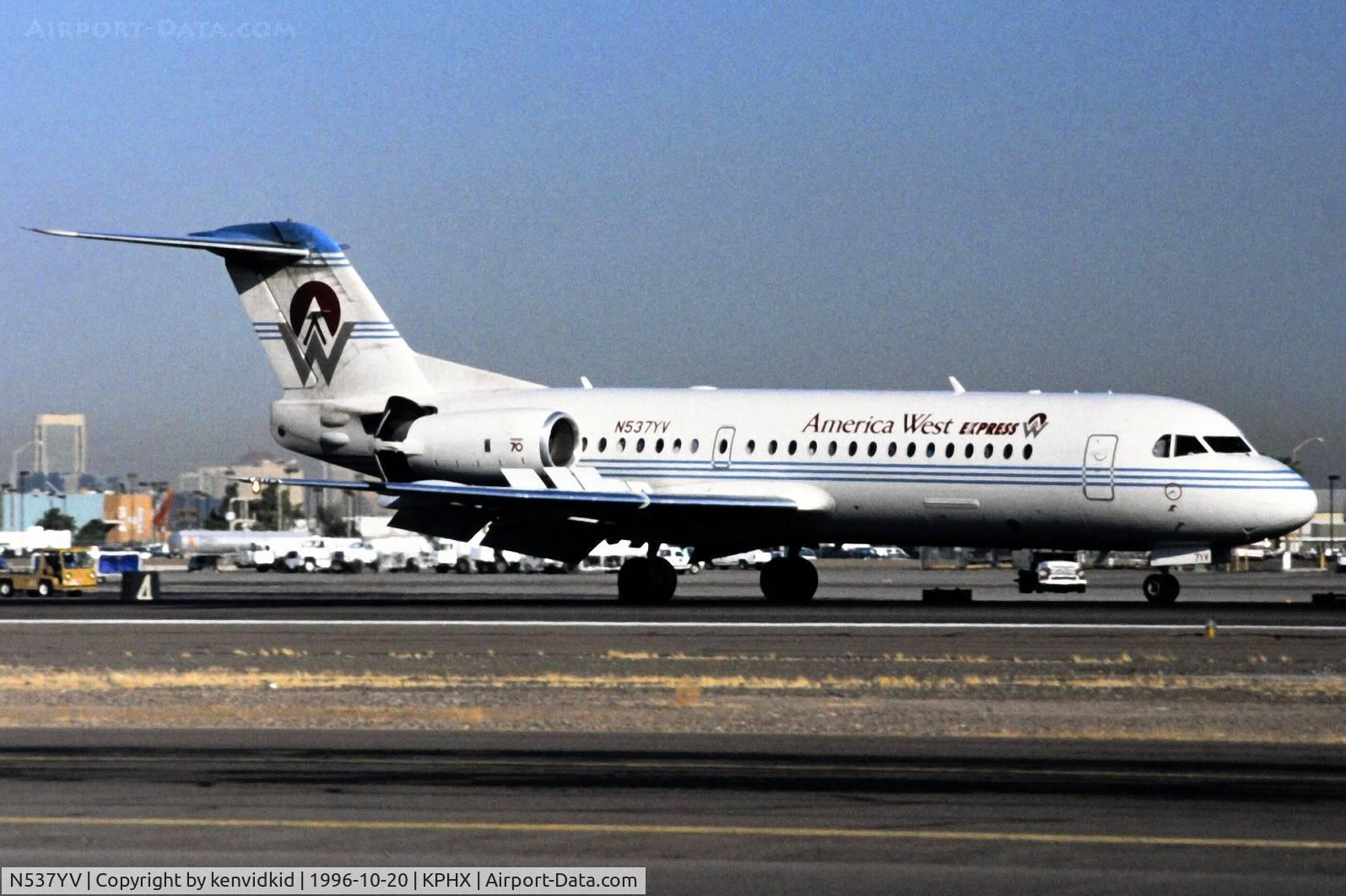 N537YV, 1995 Fokker 70 (F-28-0070) C/N 11537, At Phoenix Sky Harbor.
