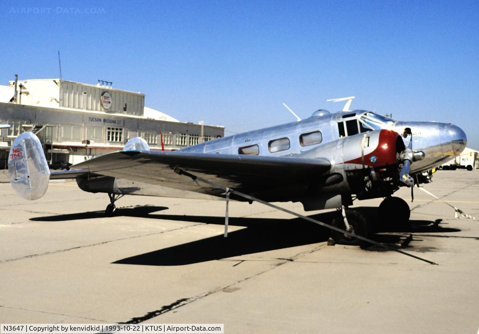N3647, 1952 Beech Expeditor 3NM C/N CA-262, At Tucson.