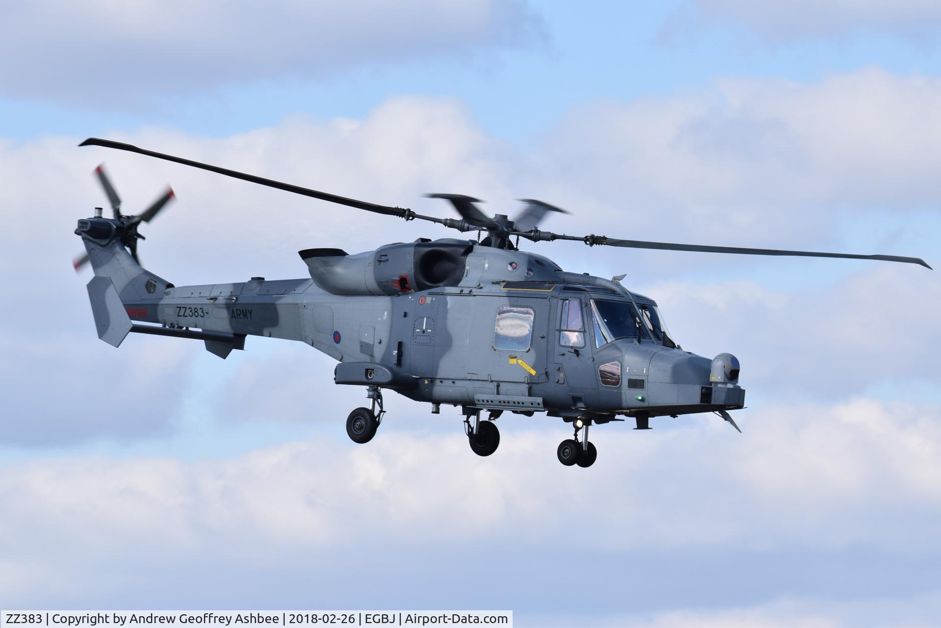 ZZ383, 2014 AgustaWestland AW-159 Wildcat AH.1 C/N 502, ZZ383 at Gloucestershire Airport.