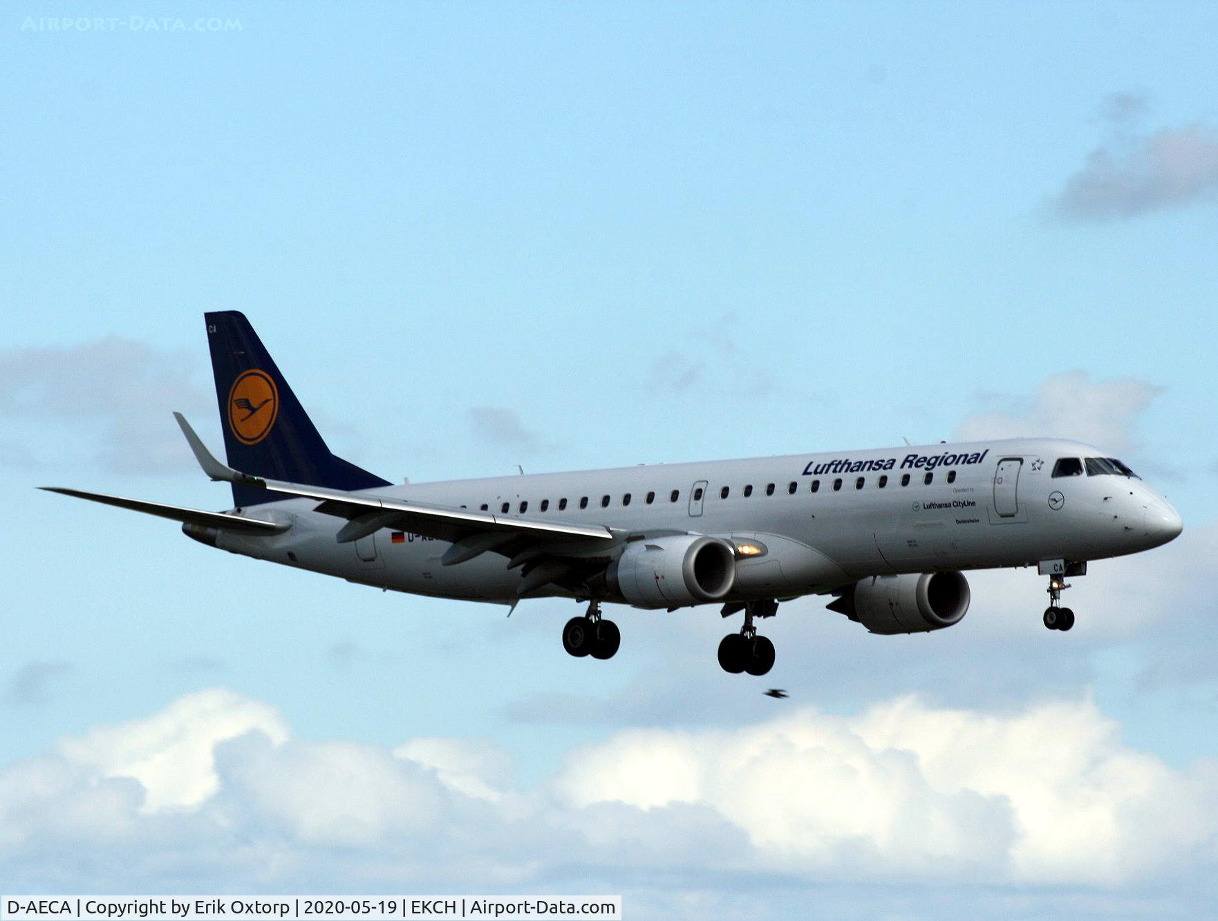 D-AECA, 2009 Embraer 190LR (ERJ-190-100LR) C/N 19000327, D-AECA landing rw 22R