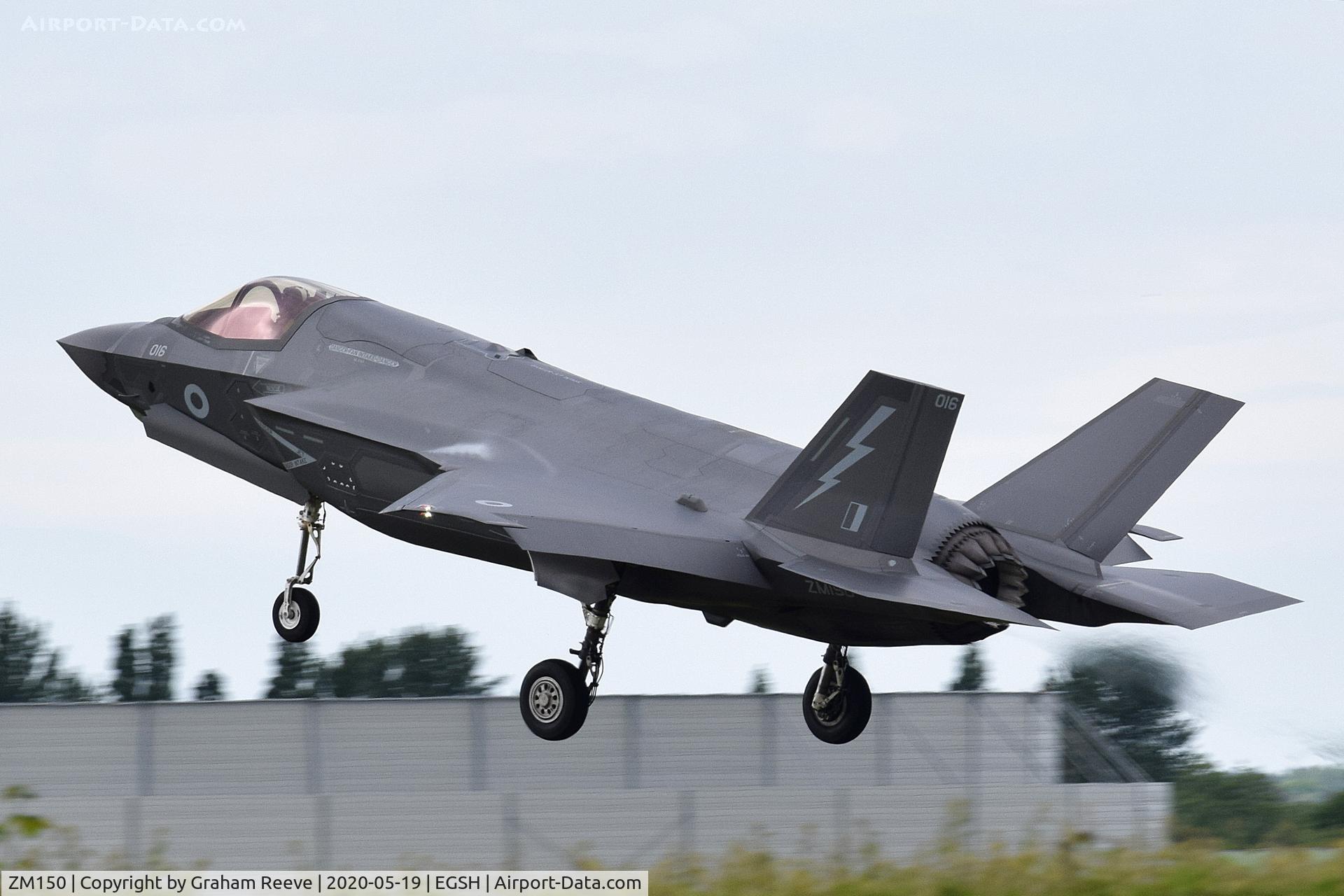 ZM150, 2019 Lockheed Martin F-35B Lightning II C/N BK-16, Departing from Norwich.