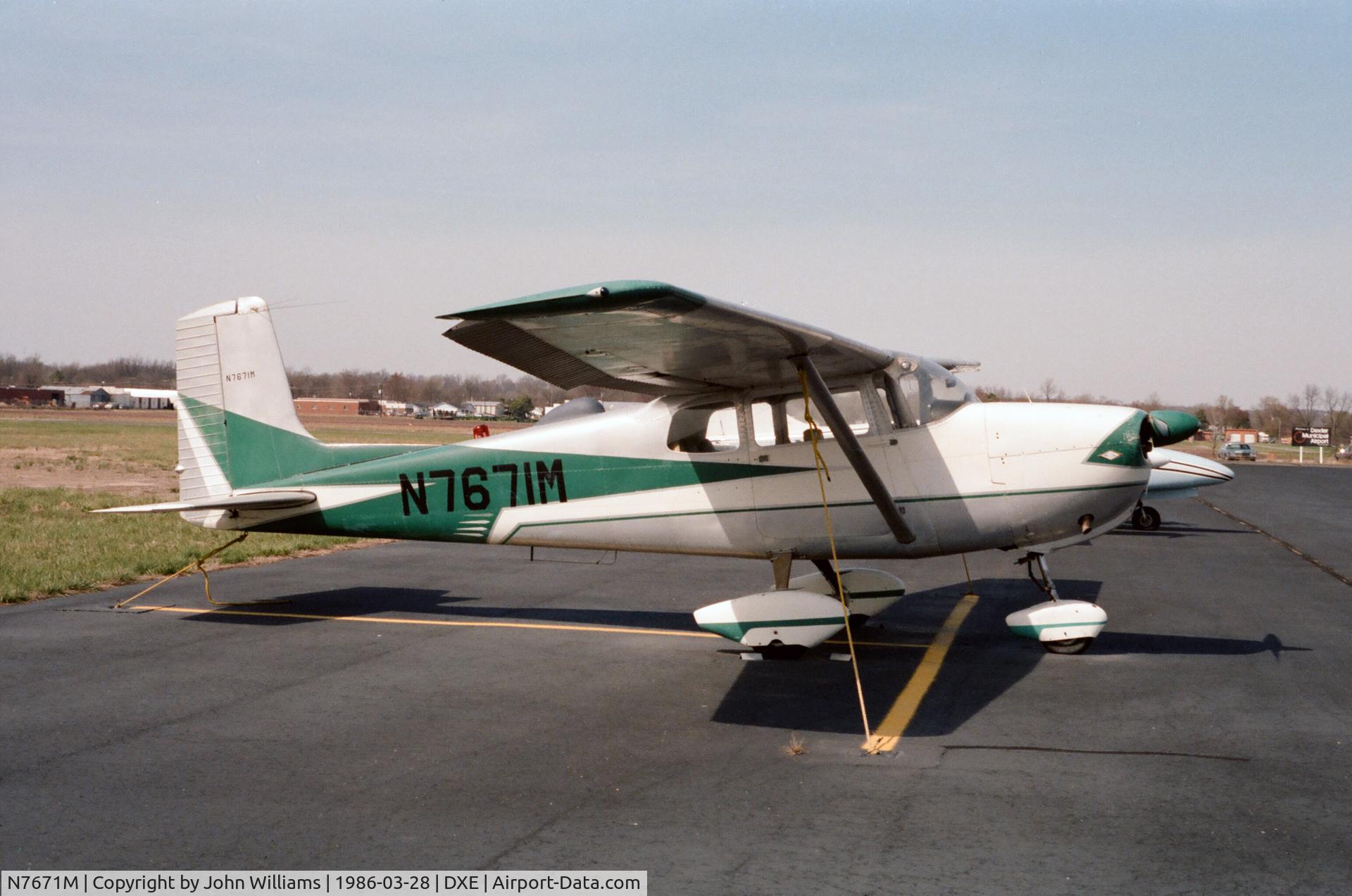 N7671M, 1959 Cessna 175 Skylark C/N 55971, Dexter, MO 03/28/1986