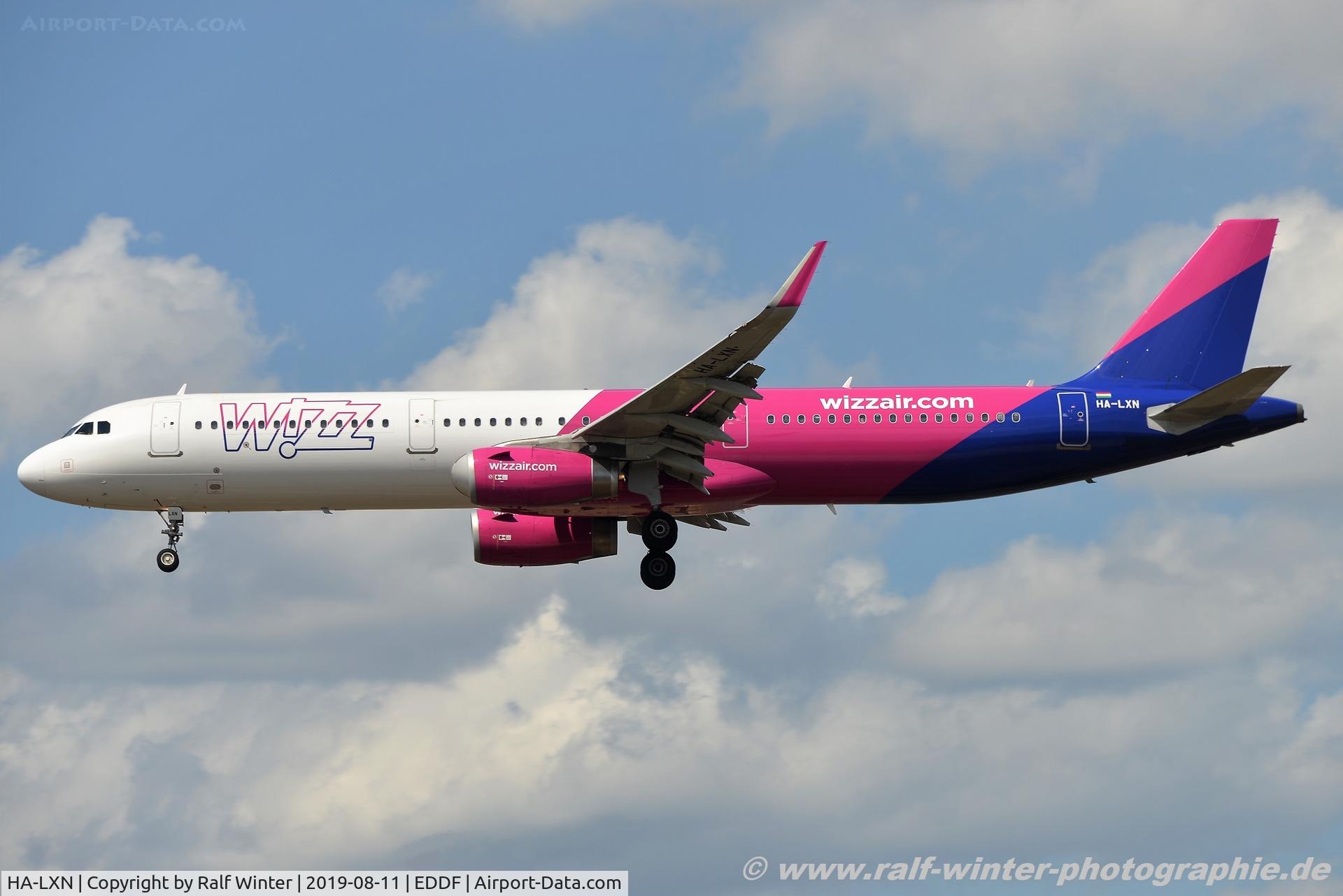 HA-LXN, 2017 Airbus A321-200 C/N 7532, Airbus A321-231(W) - W6 WZZ Wizz Air - 7532 - HA-LXN - 11.08.2019 - FRA