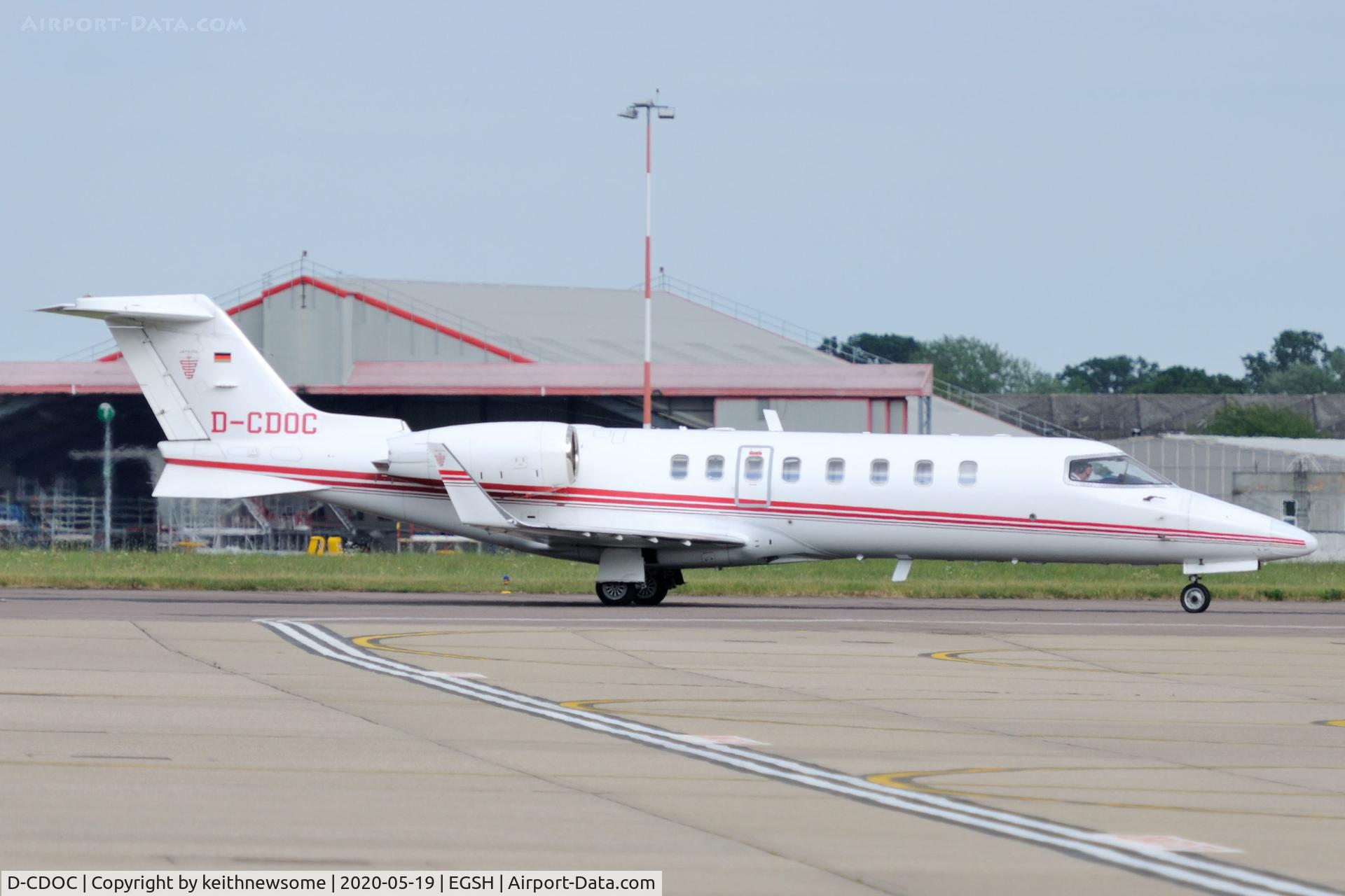 D-CDOC, 1998 Learjet 45 C/N 45-018, Arriving at Norwich from Gran Canaria.