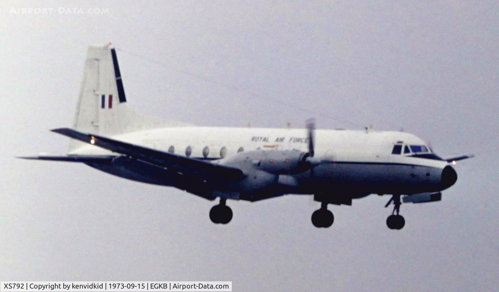 XS792, 1964 Hawker Siddeley HS-748 Andover CC2 C/N 1564, At the 1973 Battle of Britain air show Biggin Hill.
Scanned from slide.