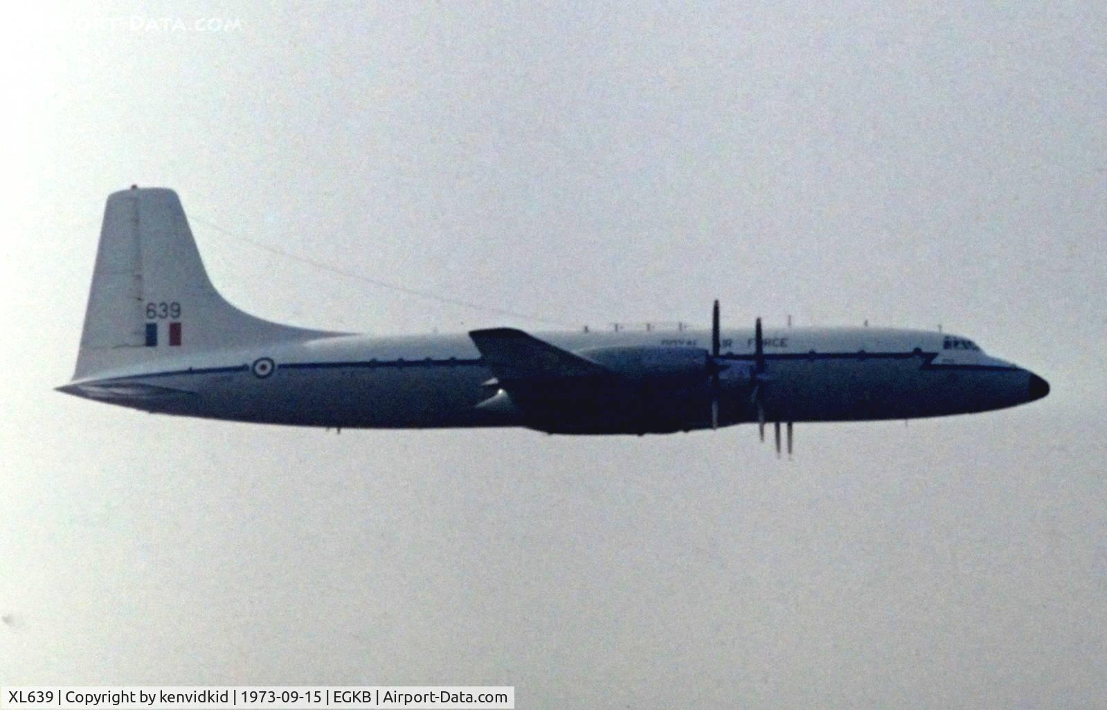 XL639, 1960 Bristol Britannia C.1 (175 Britannia 253F) C/N 13448, At the 1973 Battle of Britain air show Biggin Hill.
Scanned from slide.