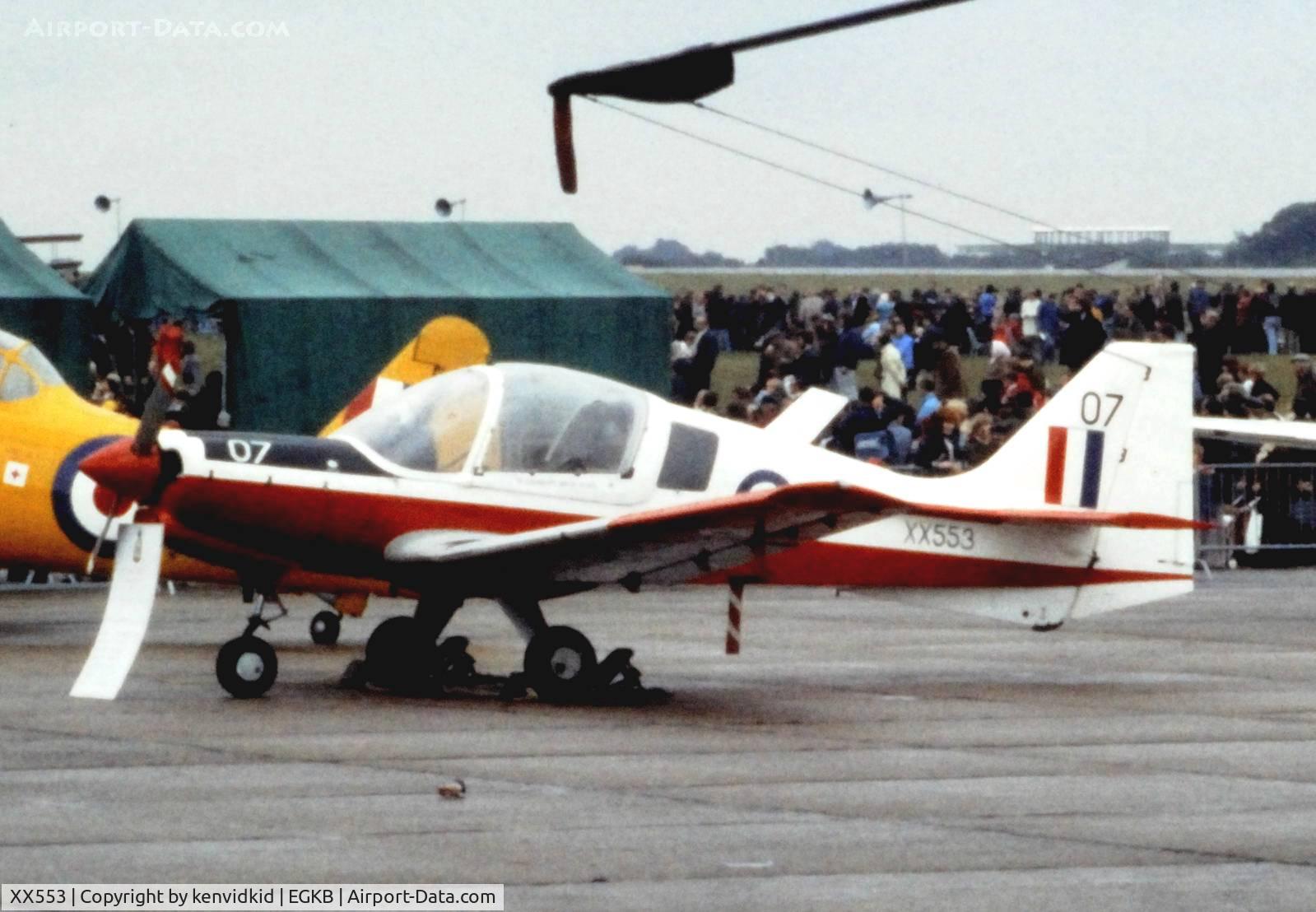 XX553, 1973 Scottish Aviation Bulldog T.1 C/N BH120/246, At the 1975 Battle of Britain air show Biggin Hill.
Scanned from slide.