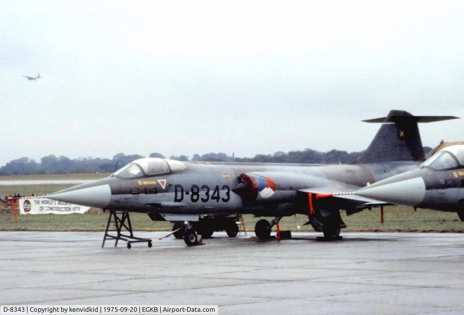 D-8343, Lockheed (Fokker) F-104G C/N 683-8343, At the 1975 Battle of Britain air show Biggin Hill.
Scanned from slide.
