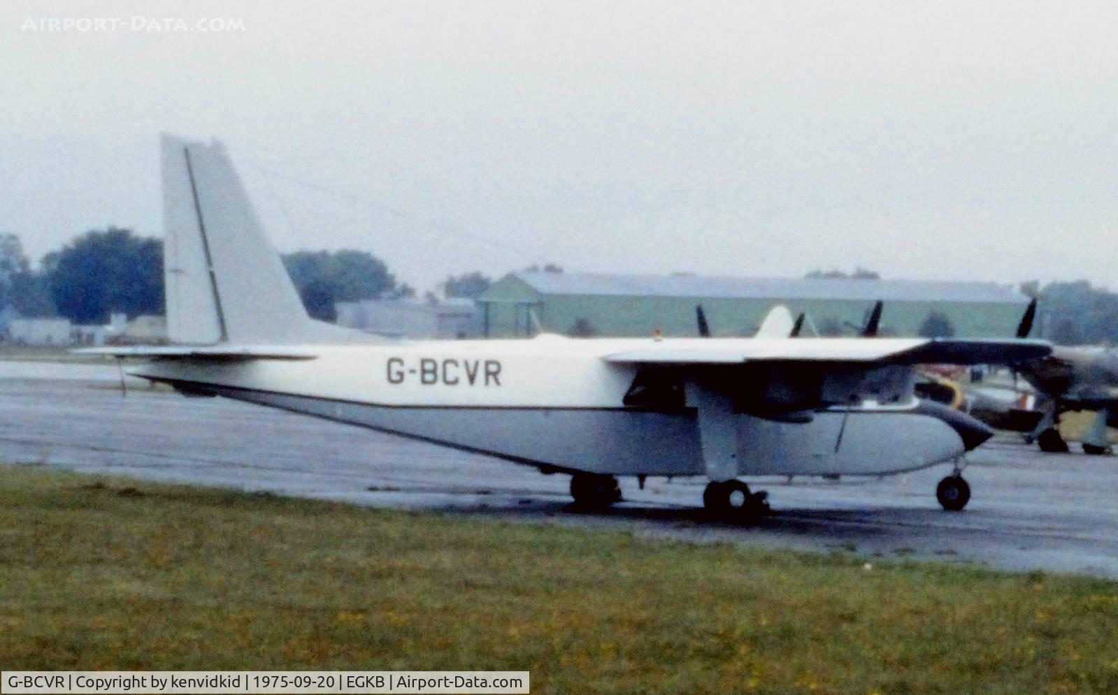 G-BCVR, 1975 Britten-Norman BN-2A-21 Islander C/N 747, At the 1975 Battle of Britain air show Biggin Hill.
Scanned from slide.