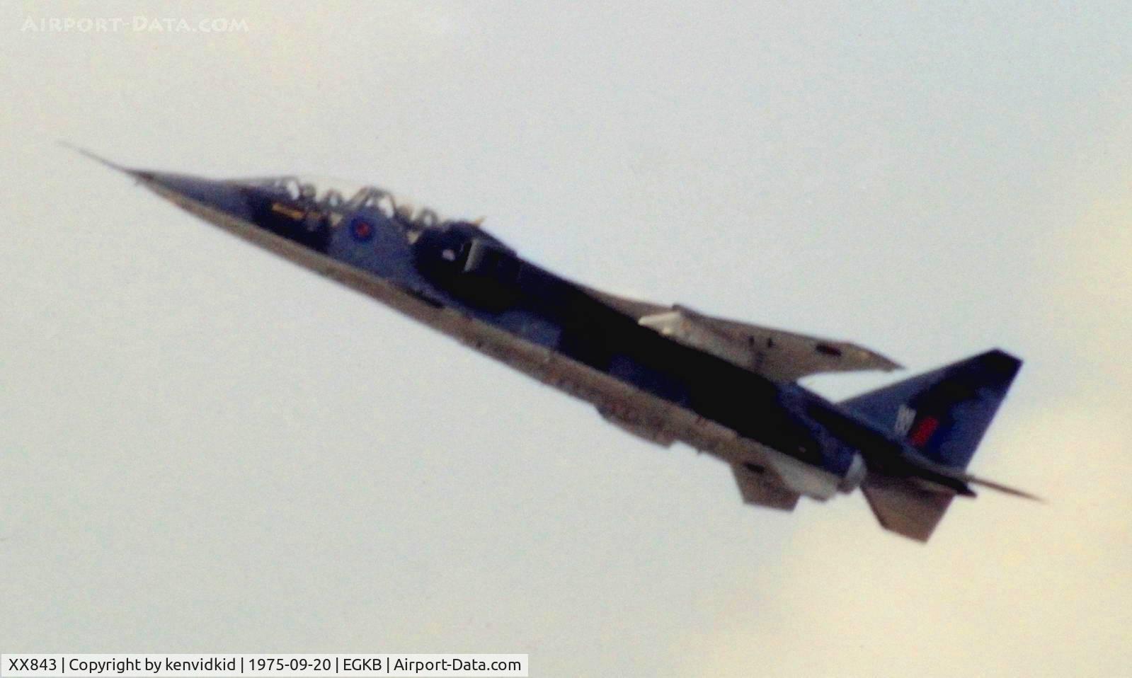 XX843, 1975 Sepecat Jaguar T.2A C/N B.31, At the 1975 Battle of Britain air show Biggin Hill.
Scanned from slide.