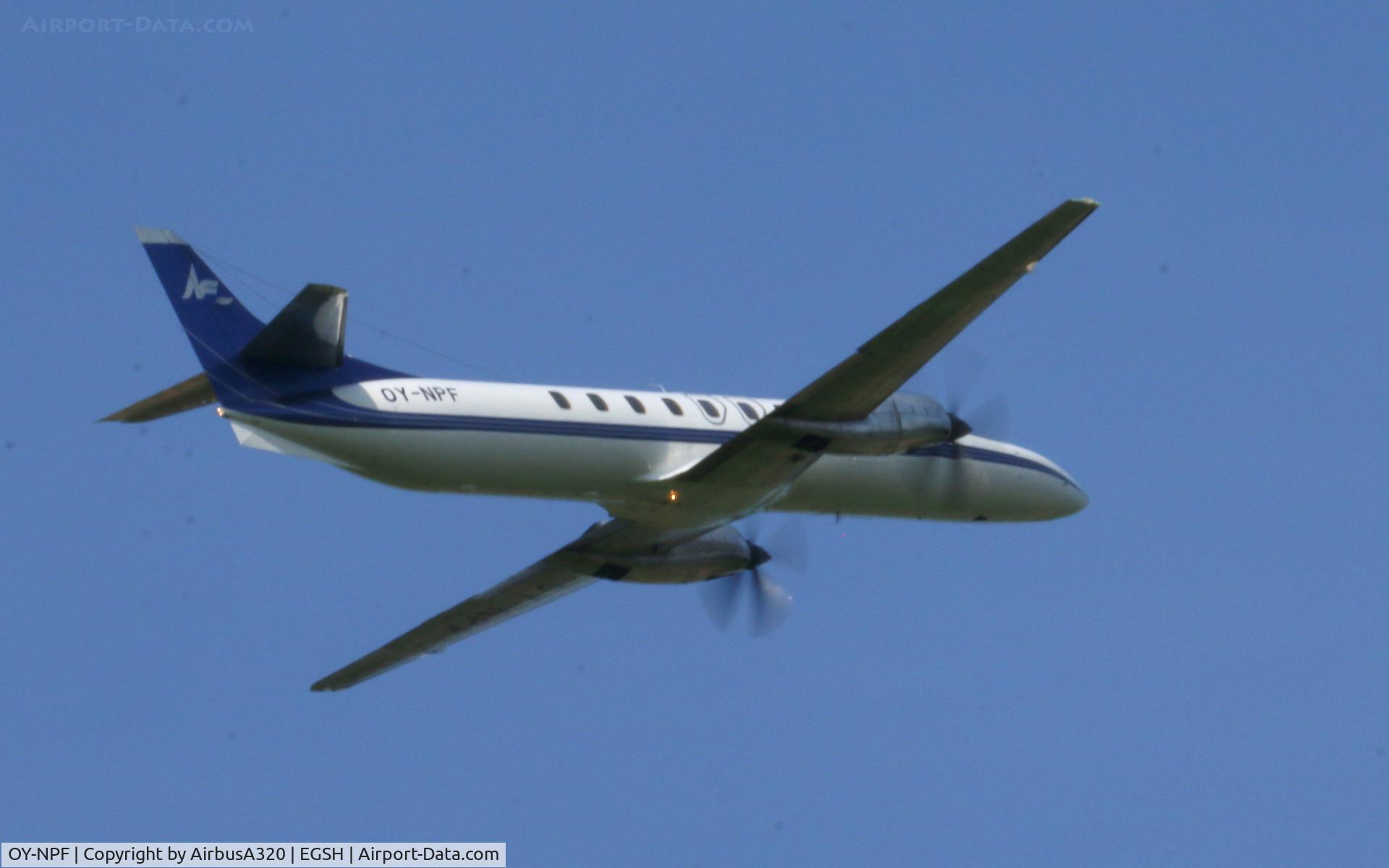OY-NPF, 1995 Fairchild SA-227DC Metro 23 C/N DC-880B, Departing Norwich