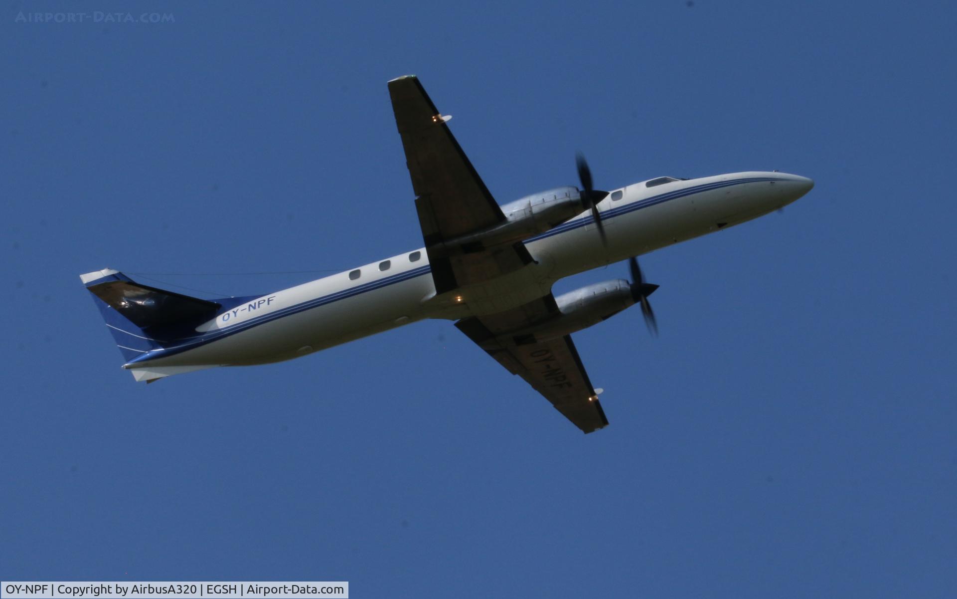 OY-NPF, 1995 Fairchild SA-227DC Metro 23 C/N DC-880B, Departing Norwich