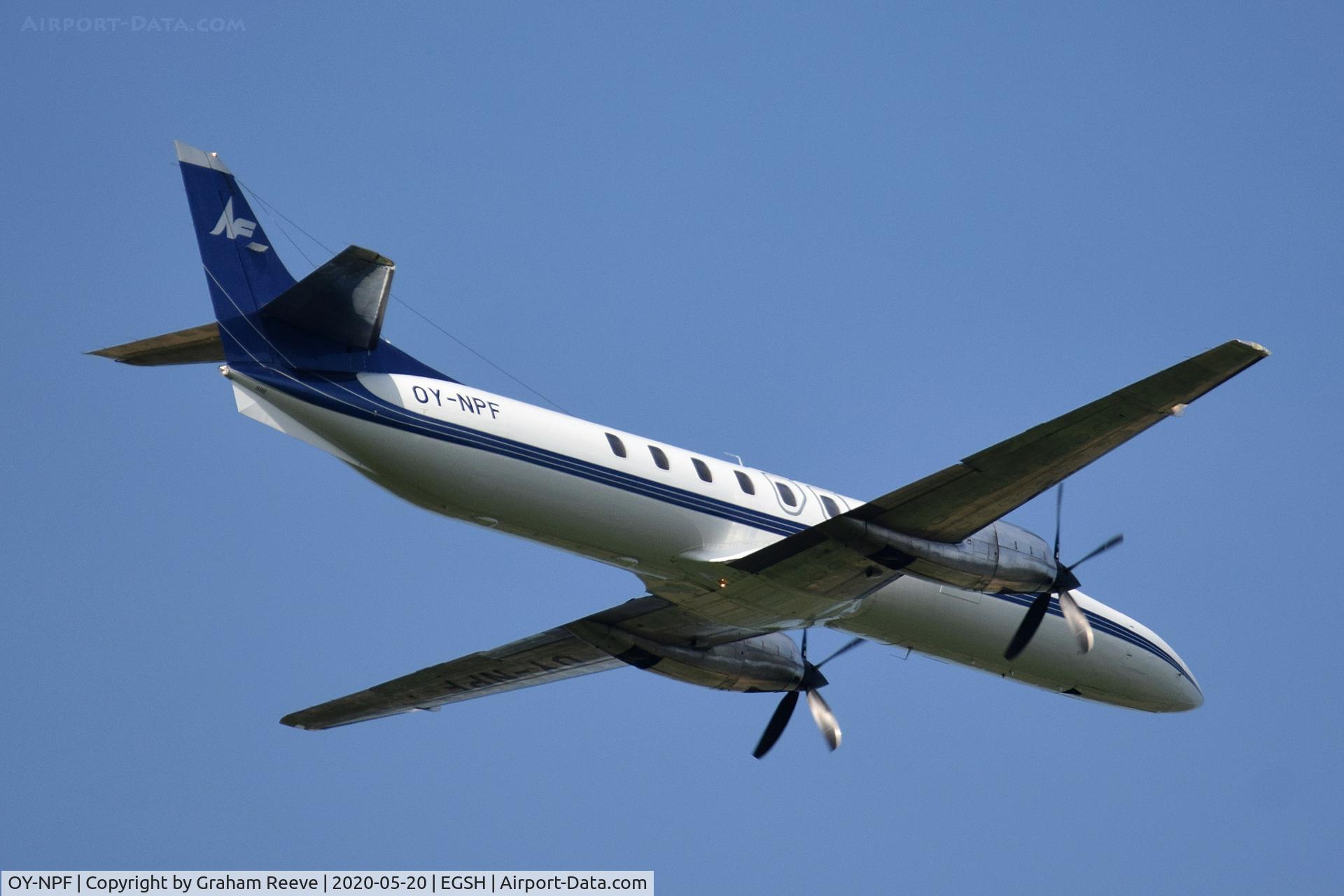 OY-NPF, 1995 Fairchild SA-227DC Metro 23 C/N DC-880B, Departing from Norwich.
